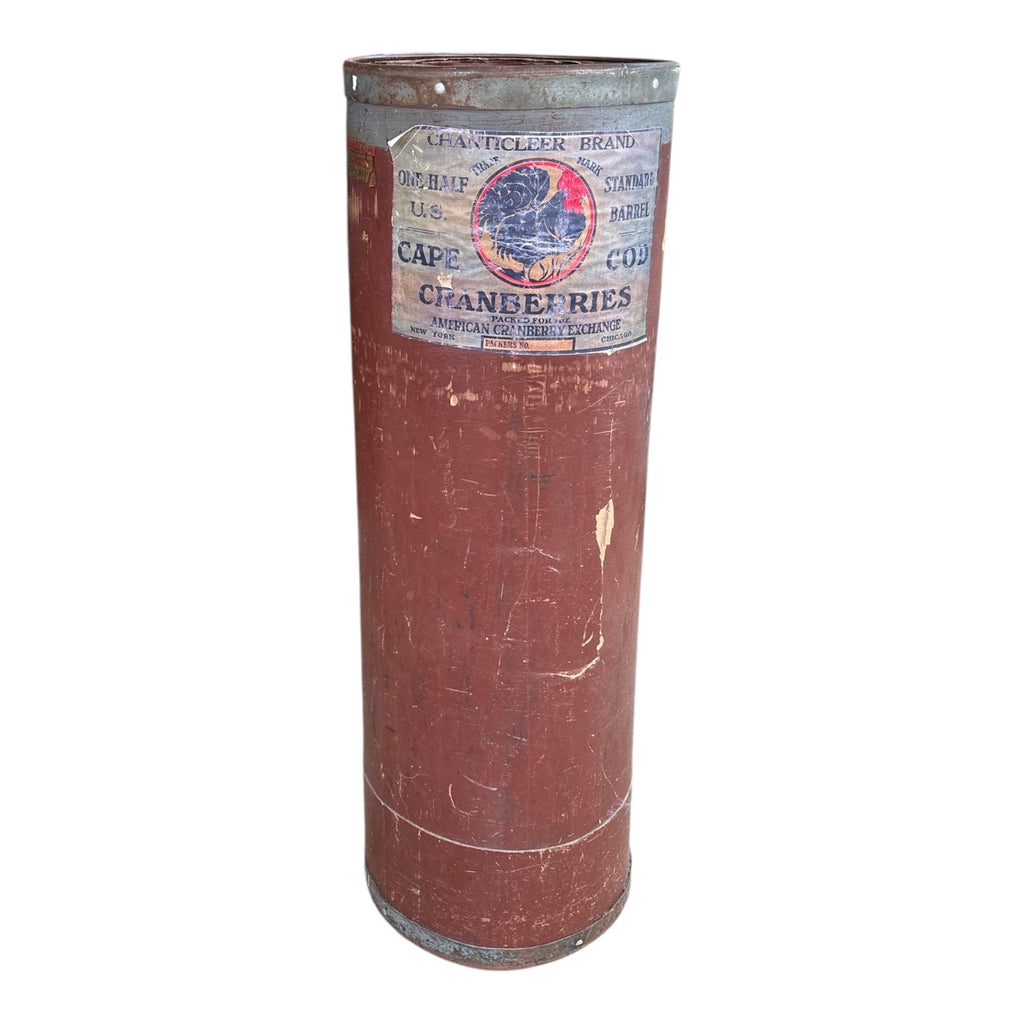 Antique Chanticleer Brand Cape Cod Cranberry Half-Barrel Shipping Container