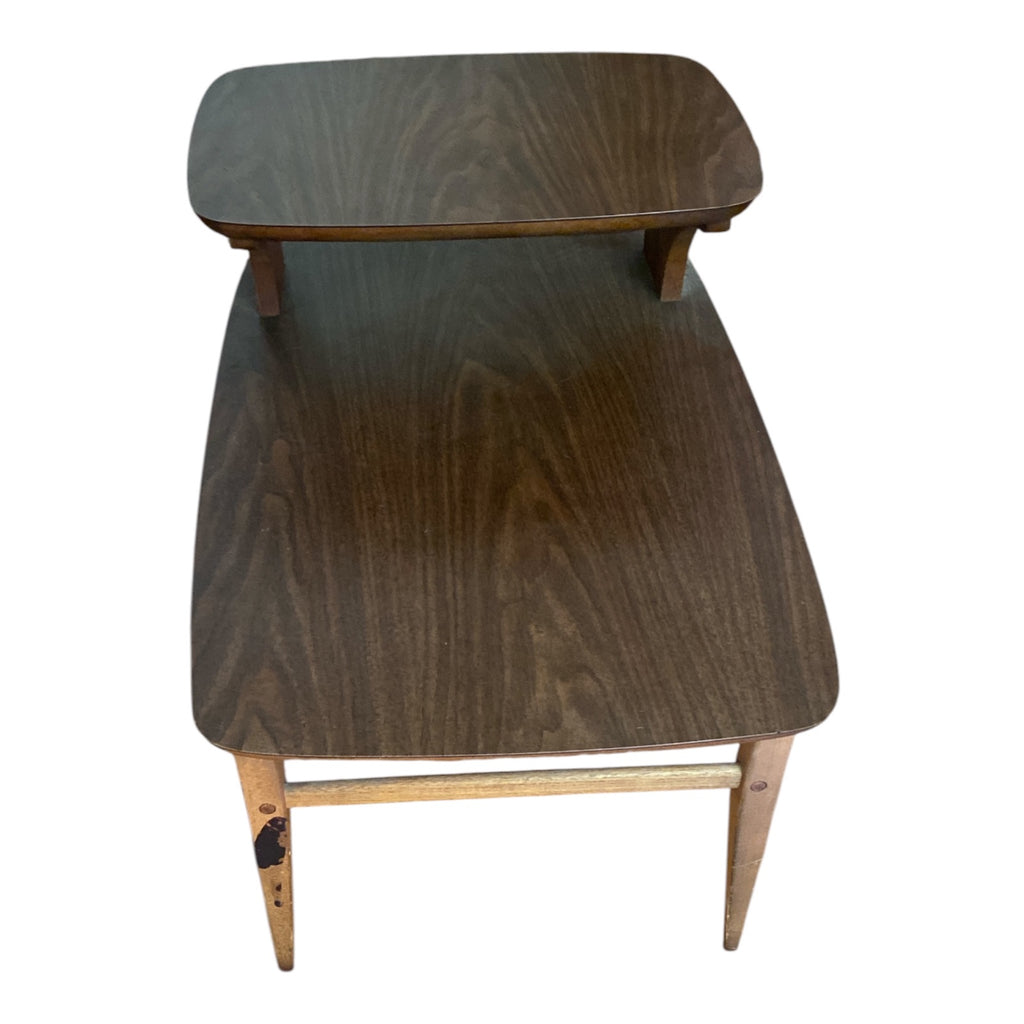 Lane Furniture Mid-Century Two-Tier Step End Table Walnut Laminate Style 1041