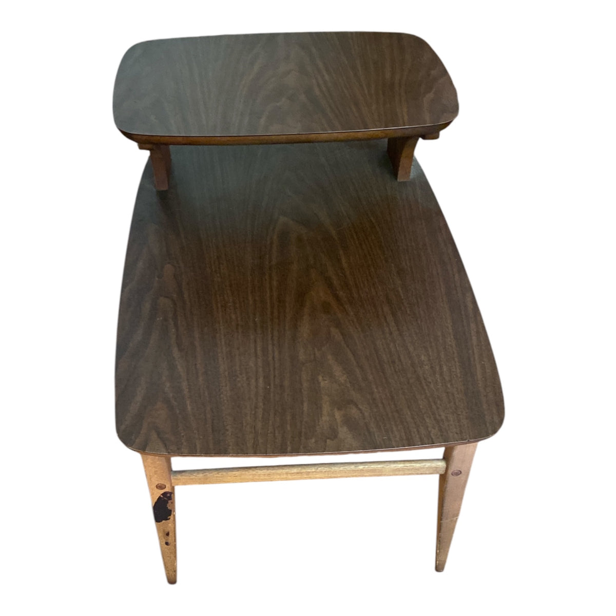 Lane Furniture Mid-Century Two-Tier Step End Table Walnut Laminate Style 1041