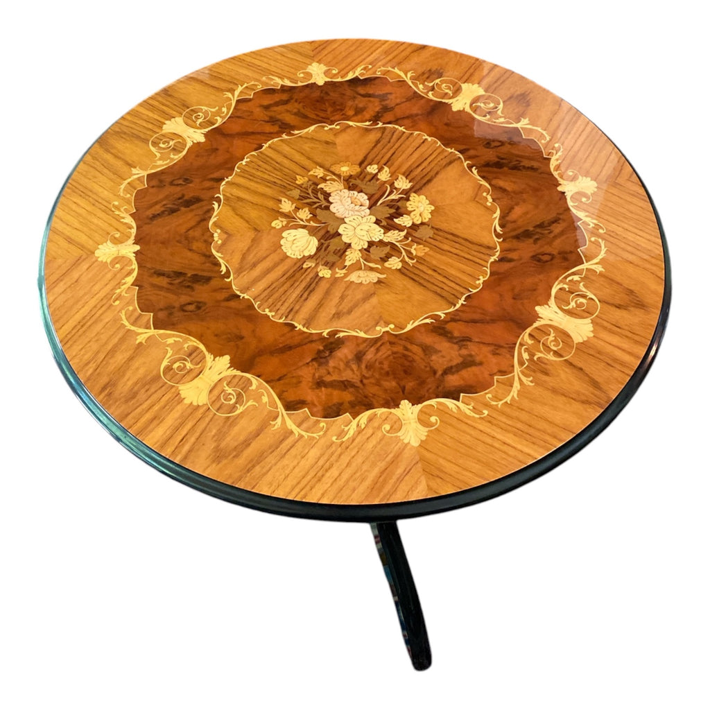 Notturno Intarsio Sorrento Italian Marquetry Pedestal Table Round Inlaid Top