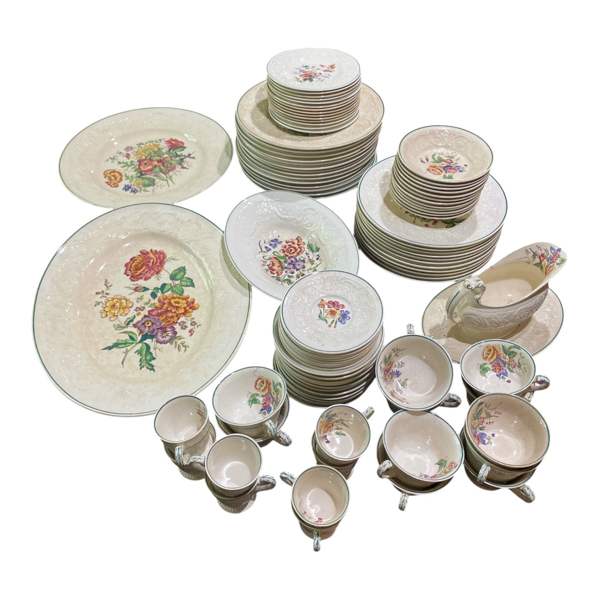 Wedgwood Patrician 'Bognor' Floral Dinnerware Set, England, 60+ Pieces