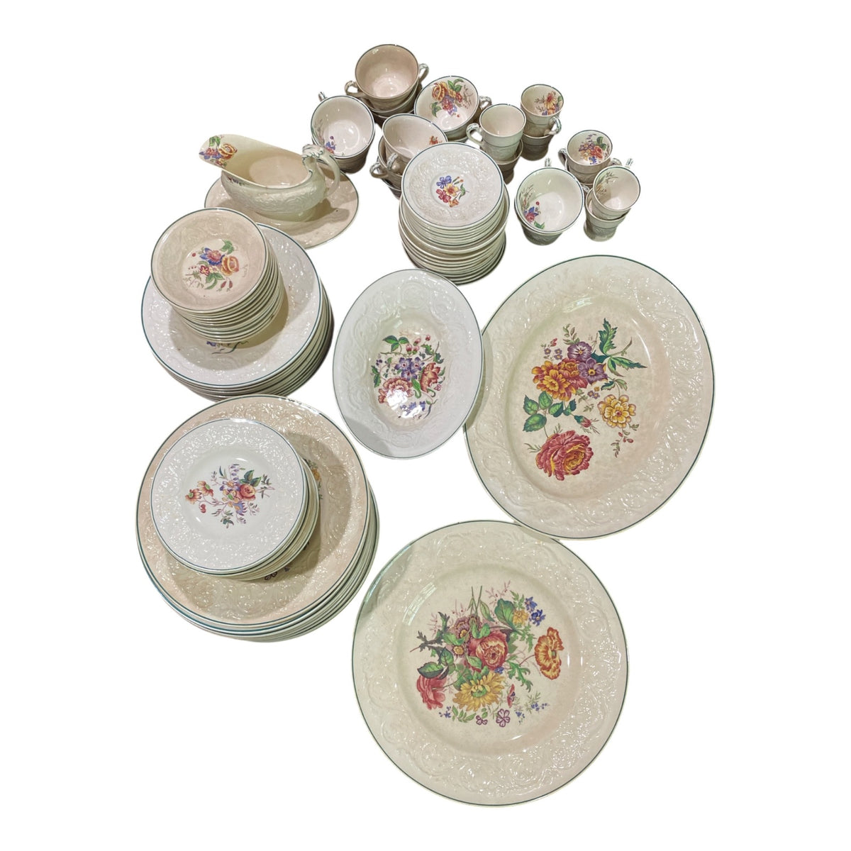 Wedgwood Patrician 'Bognor' Floral Dinnerware Set, England, 60+ Pieces