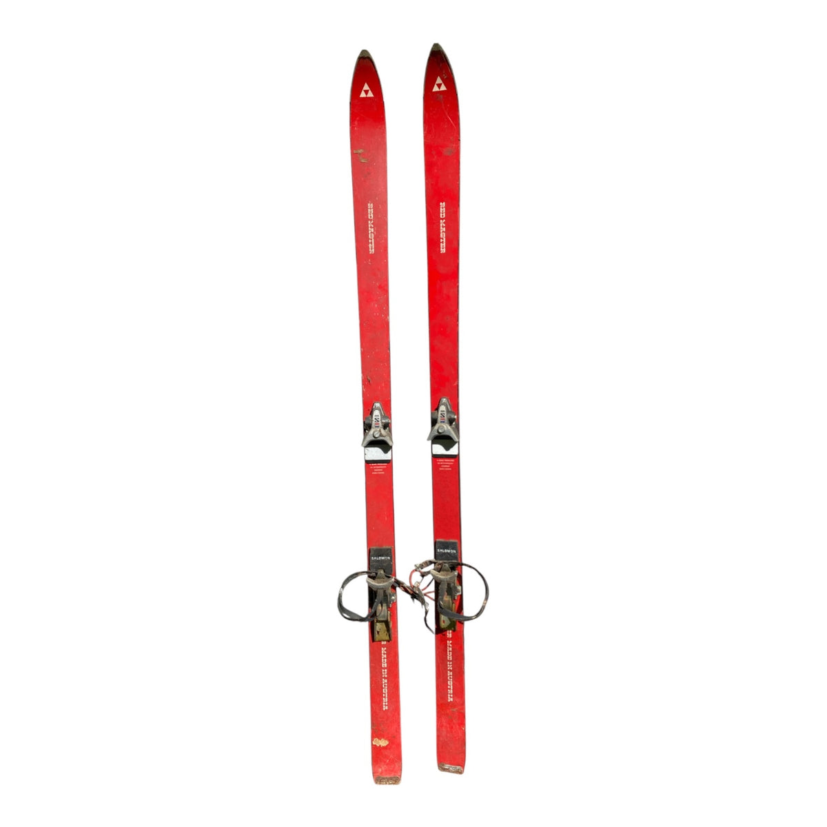 Fischer Made in Austria Vintage Skis with Salomon Bindings – Classic Red