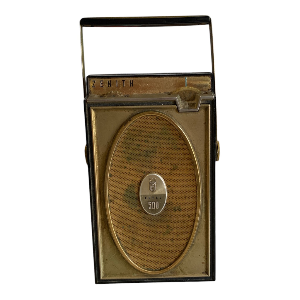 Zenith Royal 500 Transistor Radio c.1950s Gold Mesh Grille Portable