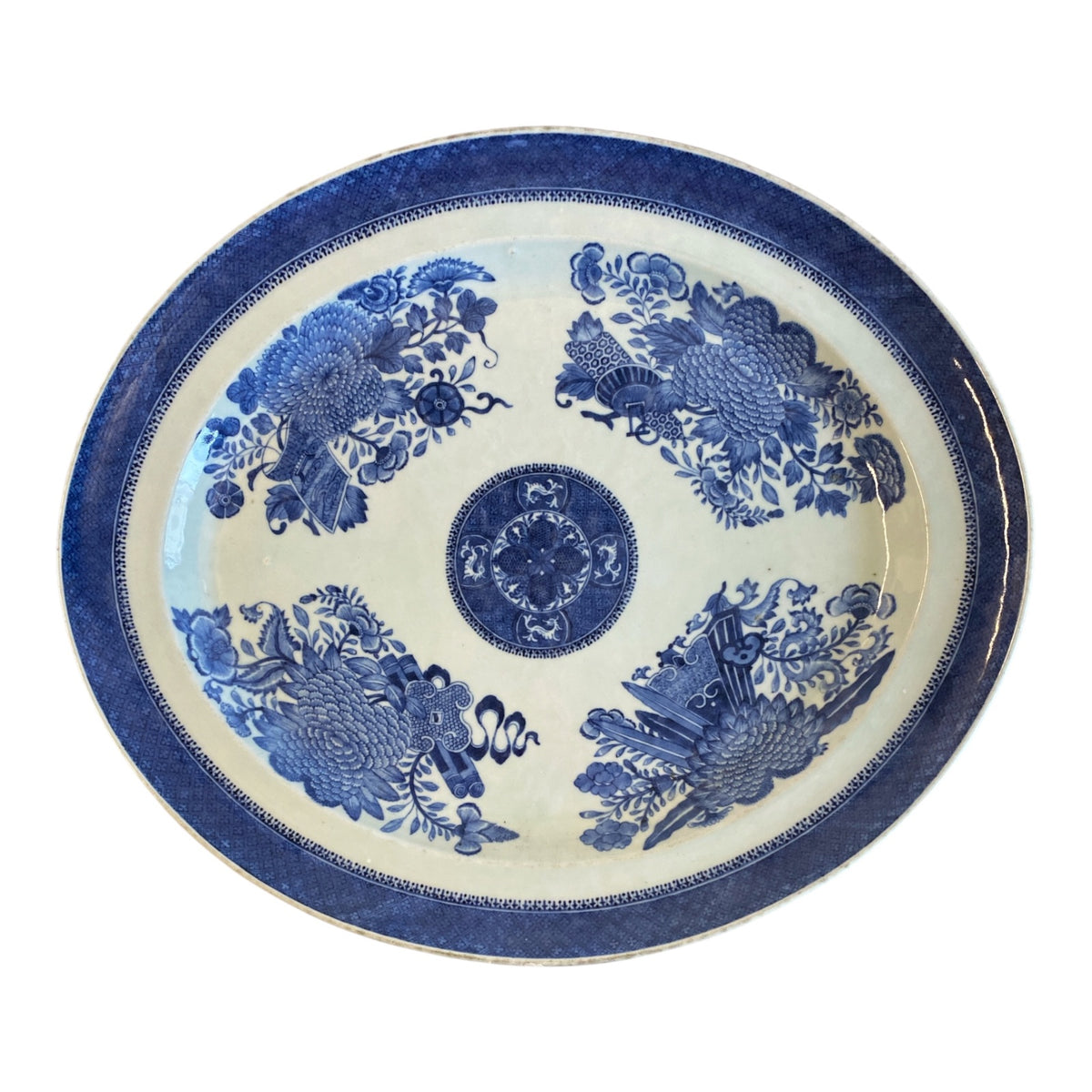 Chinese Export Fitzhugh Pattern Blue & White Porcelain Oval Platter, 18th/19th C