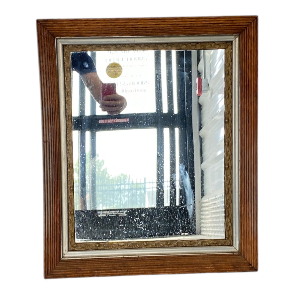 Victorian Oak & Gilt Gesso Wall Mirror with Rope Twist Detail c.1890