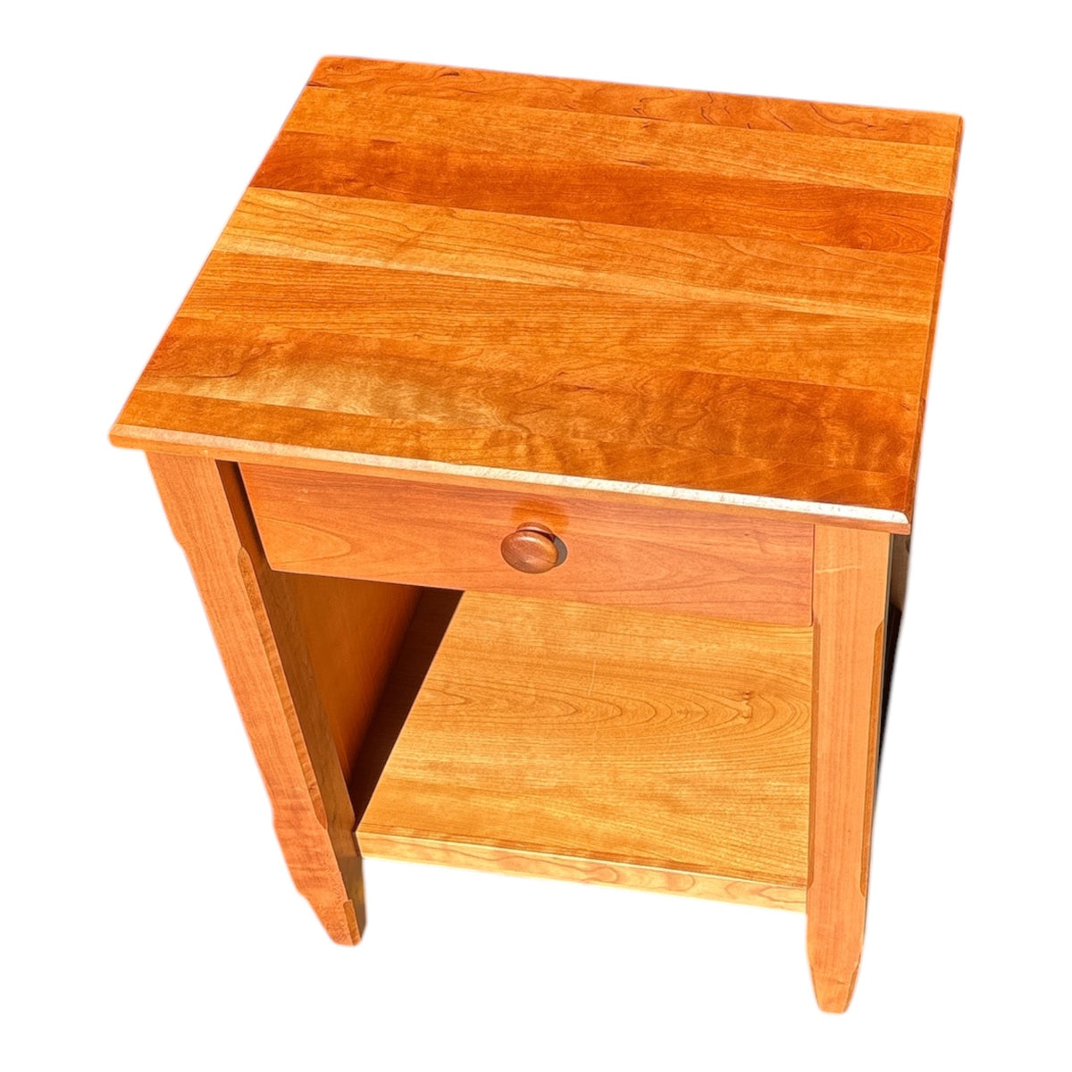 Solid Cherry Shaker-Style Nightstand with Open Shelf – American Studio Craft