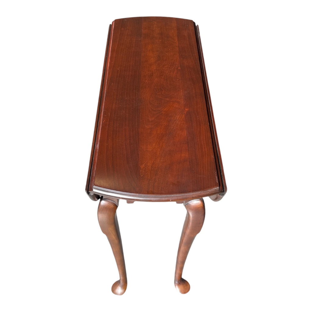 Queen Anne Style Cherry Drop-Leaf Table with Cabriole Legs & Pad Feet