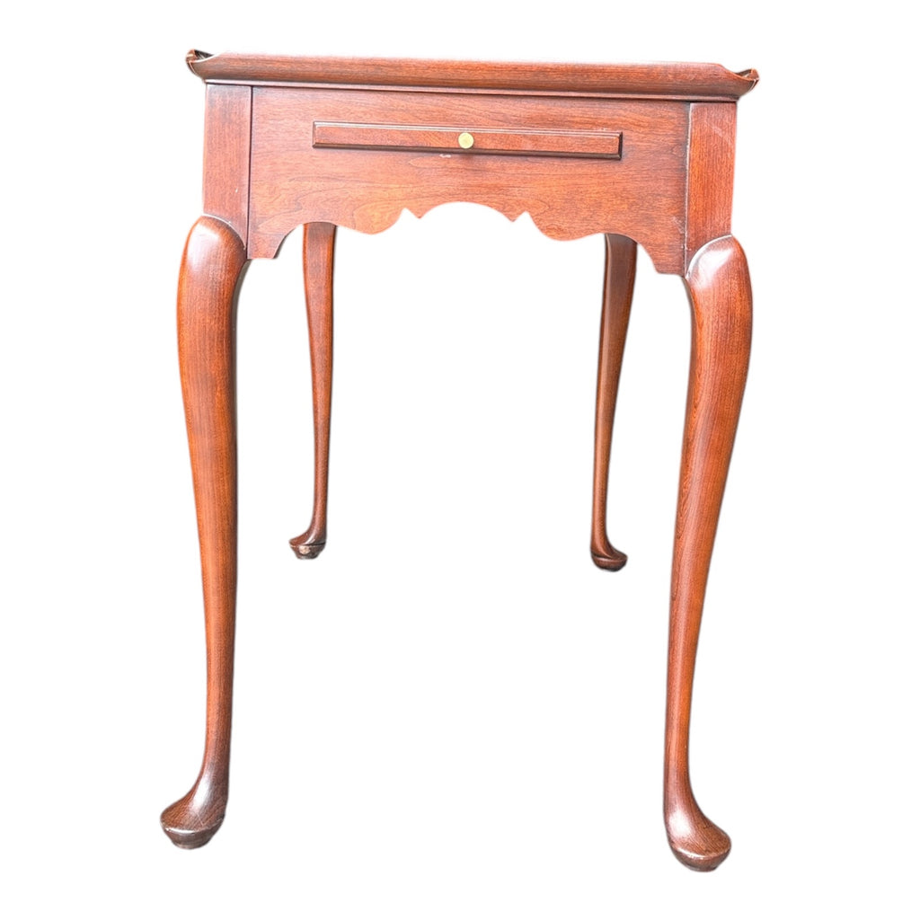 Vaughan Furniture Queen Anne Cherry Tea Table with Pull-Out Tray
