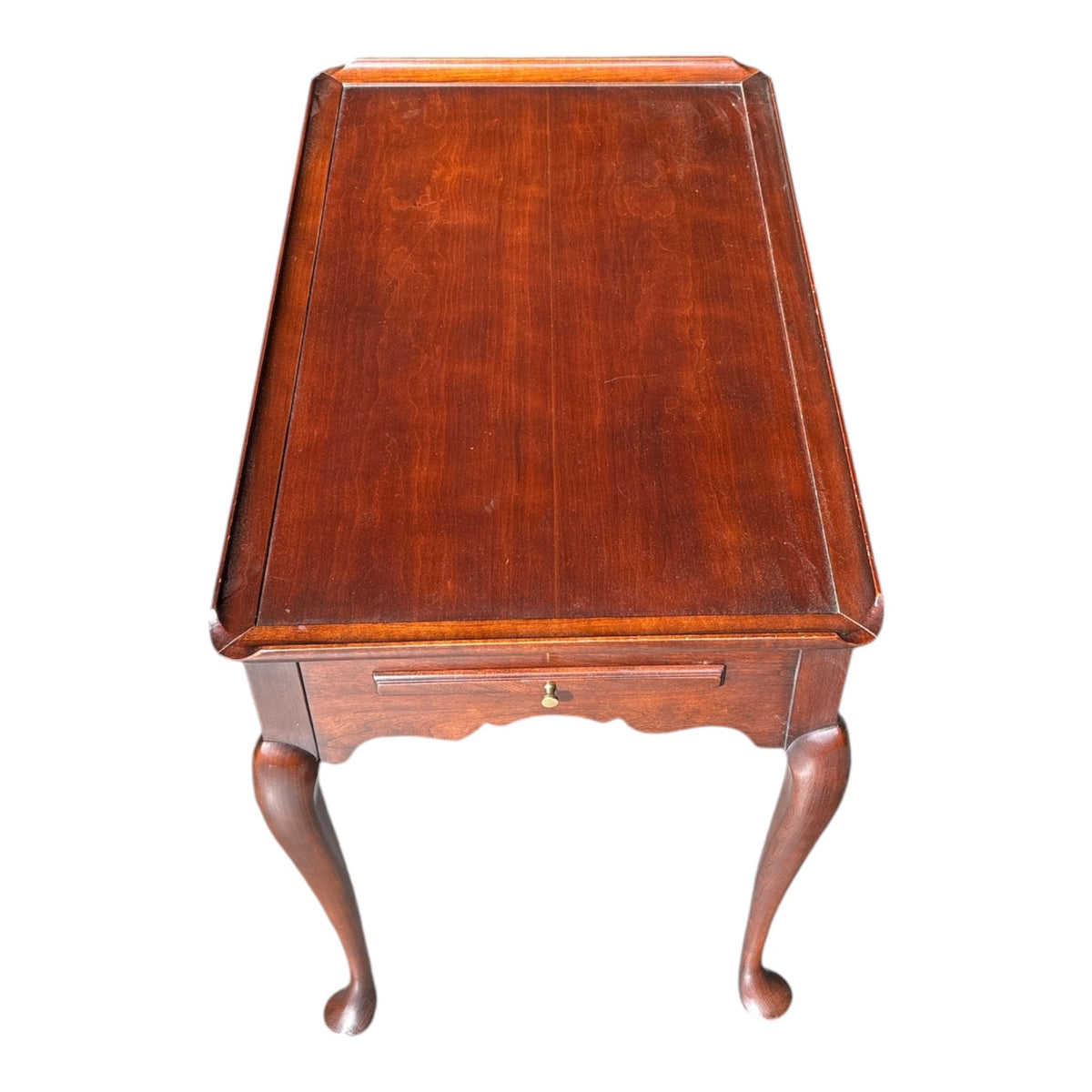 Vaughan Furniture Queen Anne Cherry Tea Table with Pull-Out Tray
