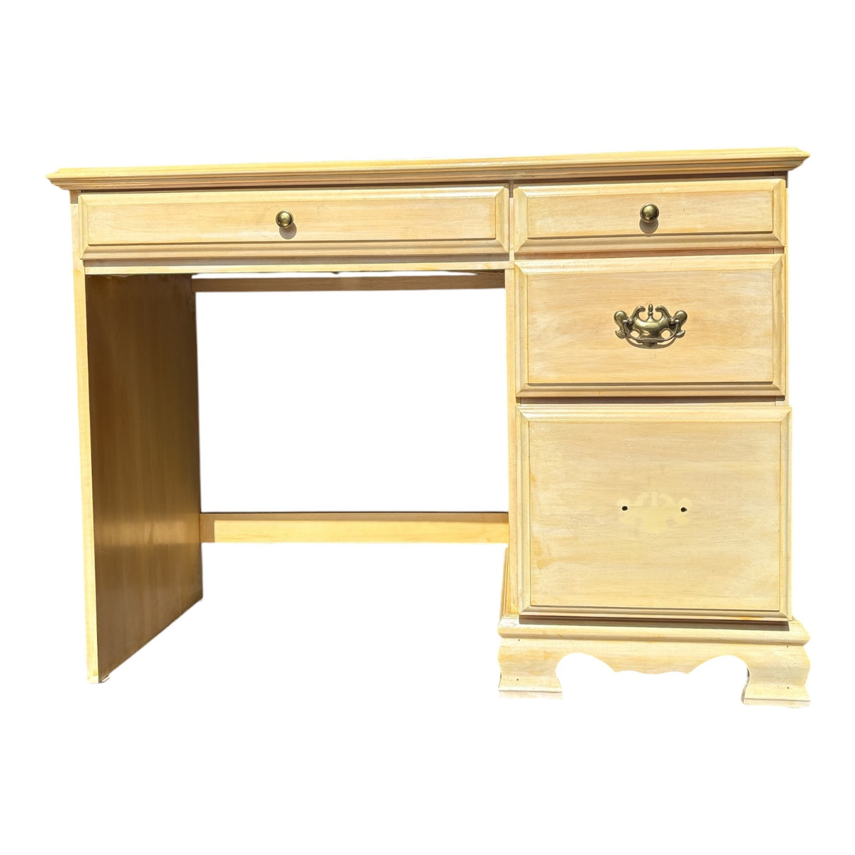 French Country Hand-Painted Desk & Windsor Chair Set - Solid Wood with Tole Acce