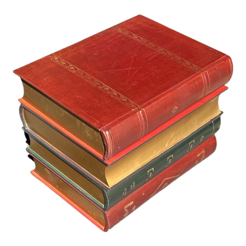 Leather-Bound Stacked Books Side Table with Hidden Storage & Shakespeare Titles