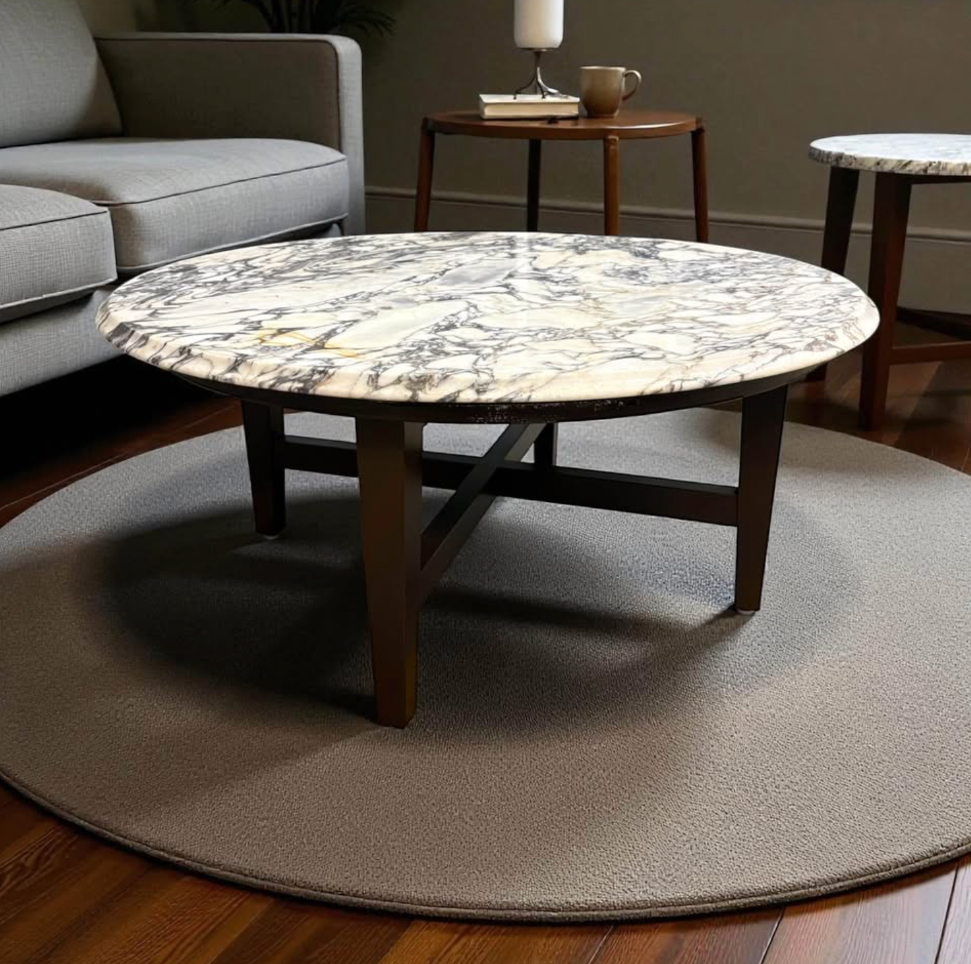 Round Marble Coffee Table – Solid Stone & Modern Lines