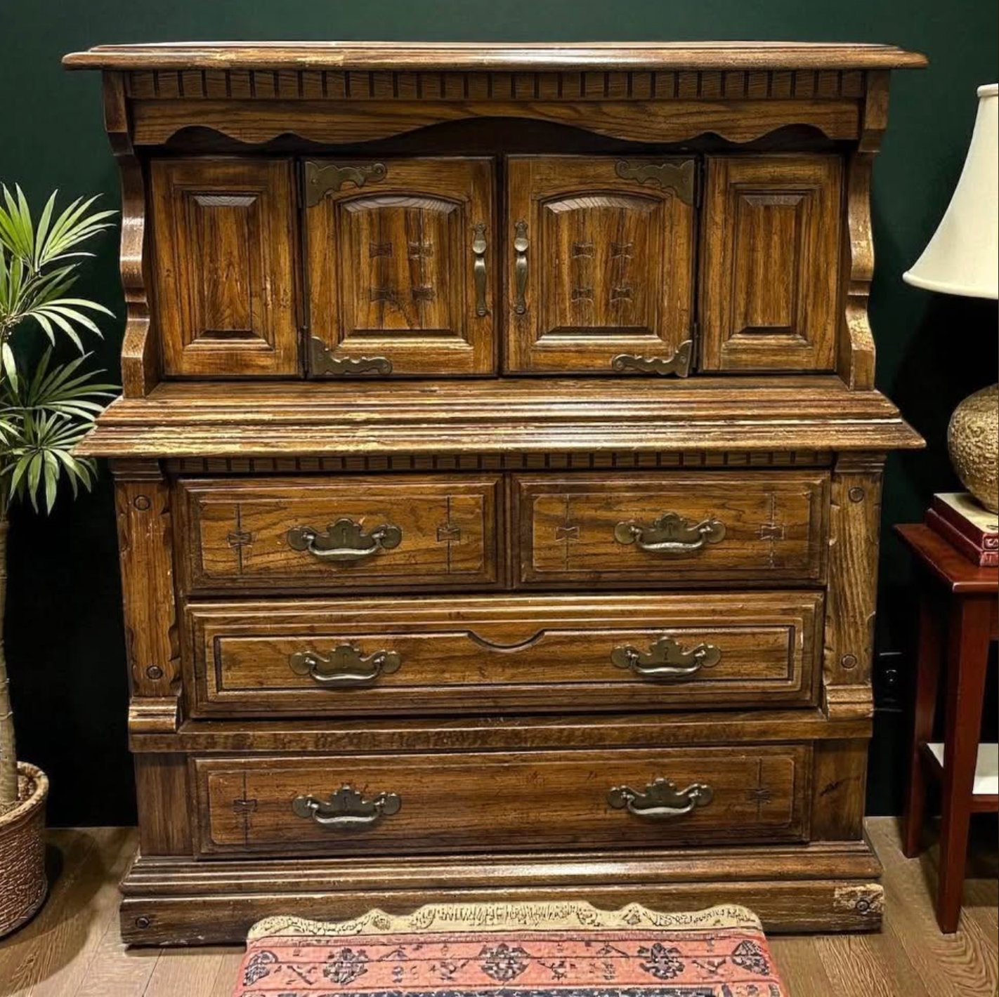 Rustic Oak Hutch & Dresser Combo – Vintage Brass Mojo