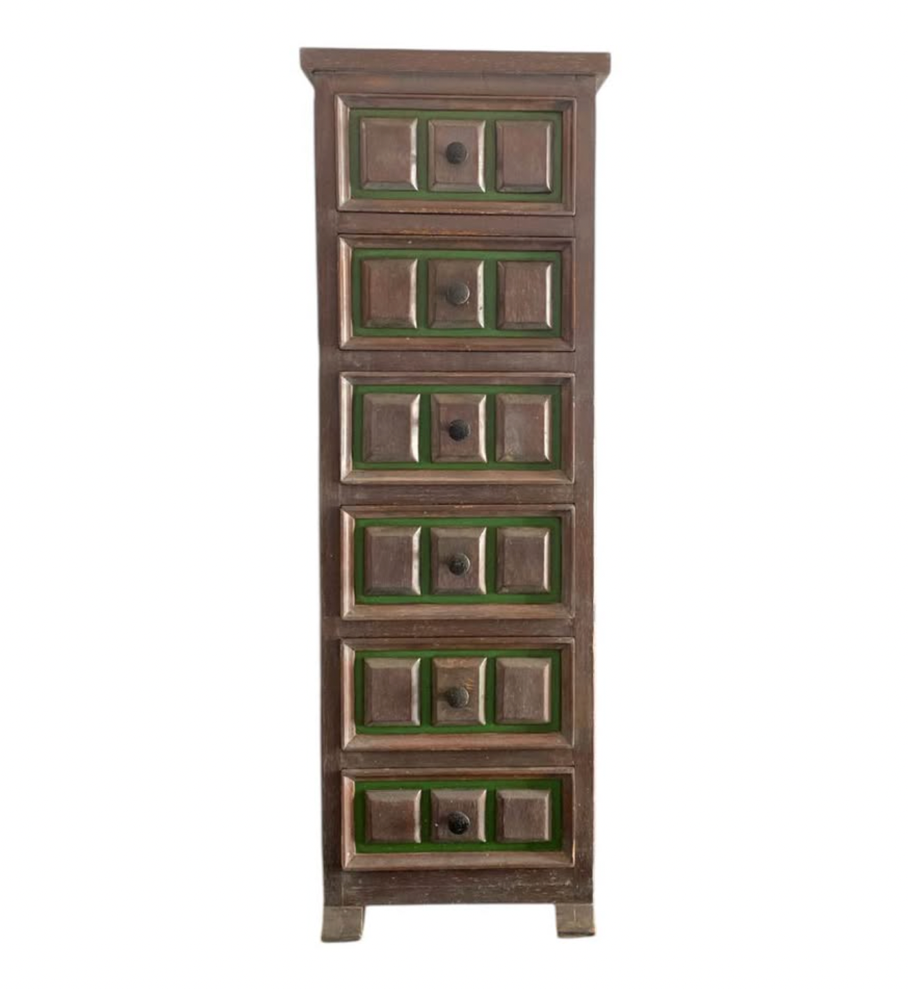 Apothecary Tallboy – Green Paneled Vintage Chest