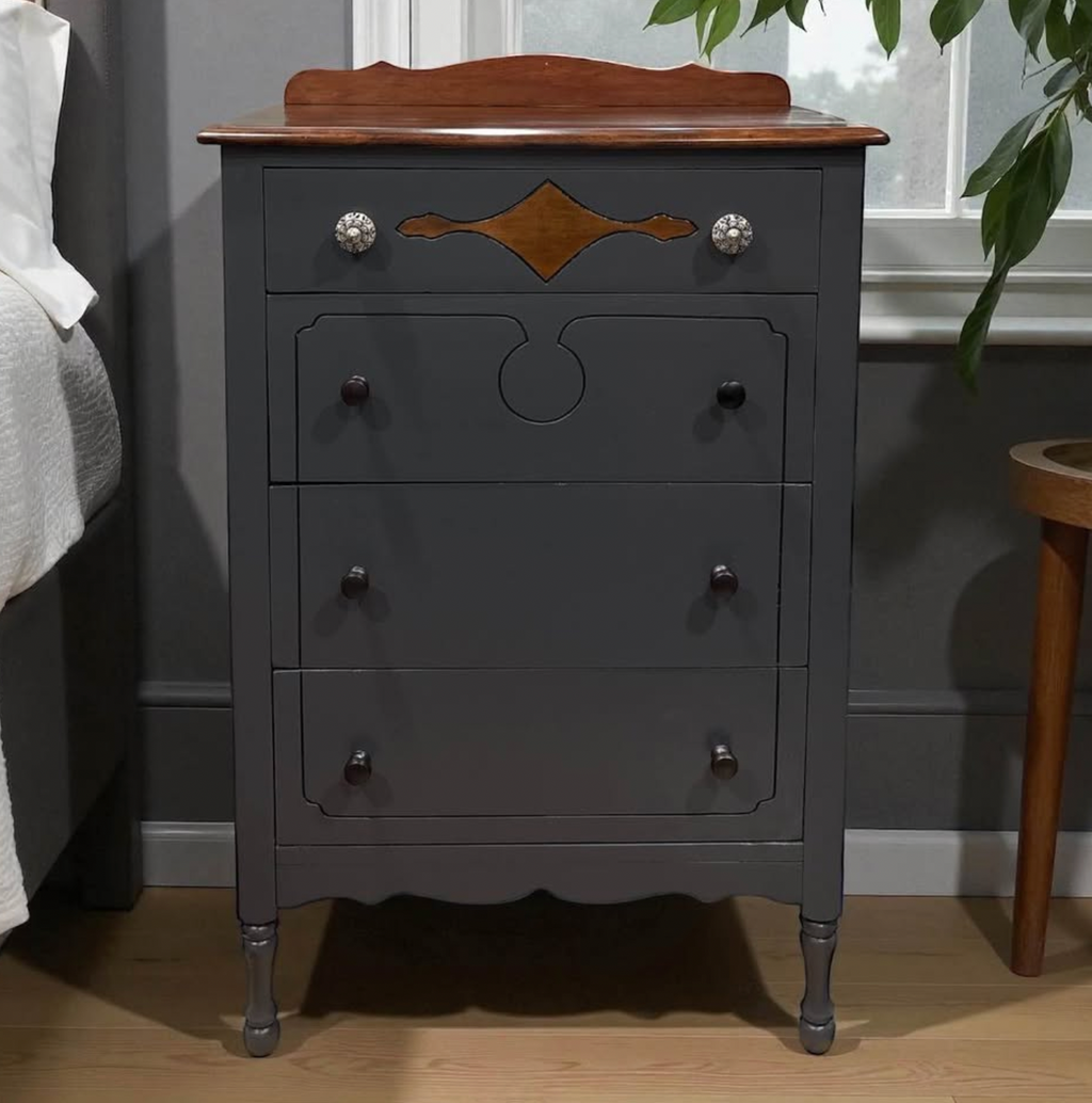 Victorian Deco Revival Dresser – Walnut & Charcoal Elegance
