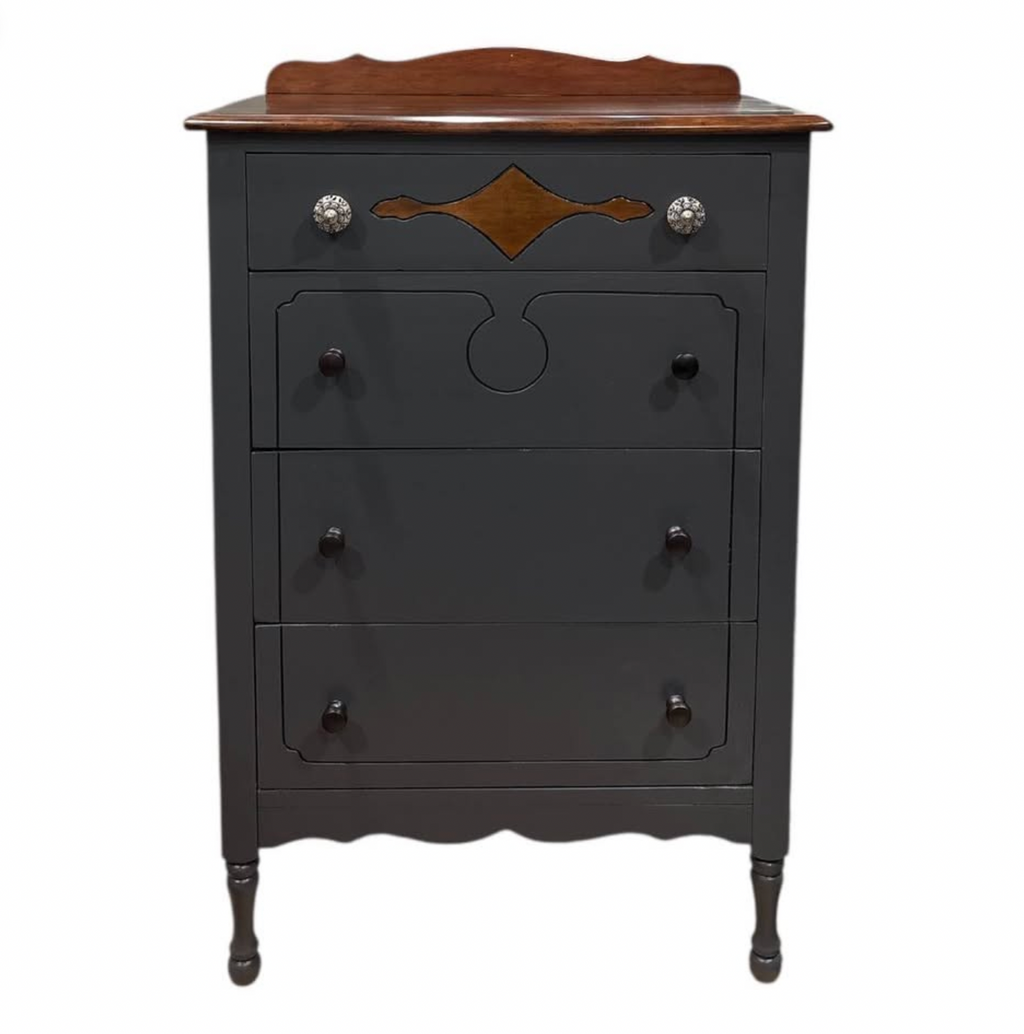 Victorian Deco Revival Dresser – Walnut & Charcoal Elegance