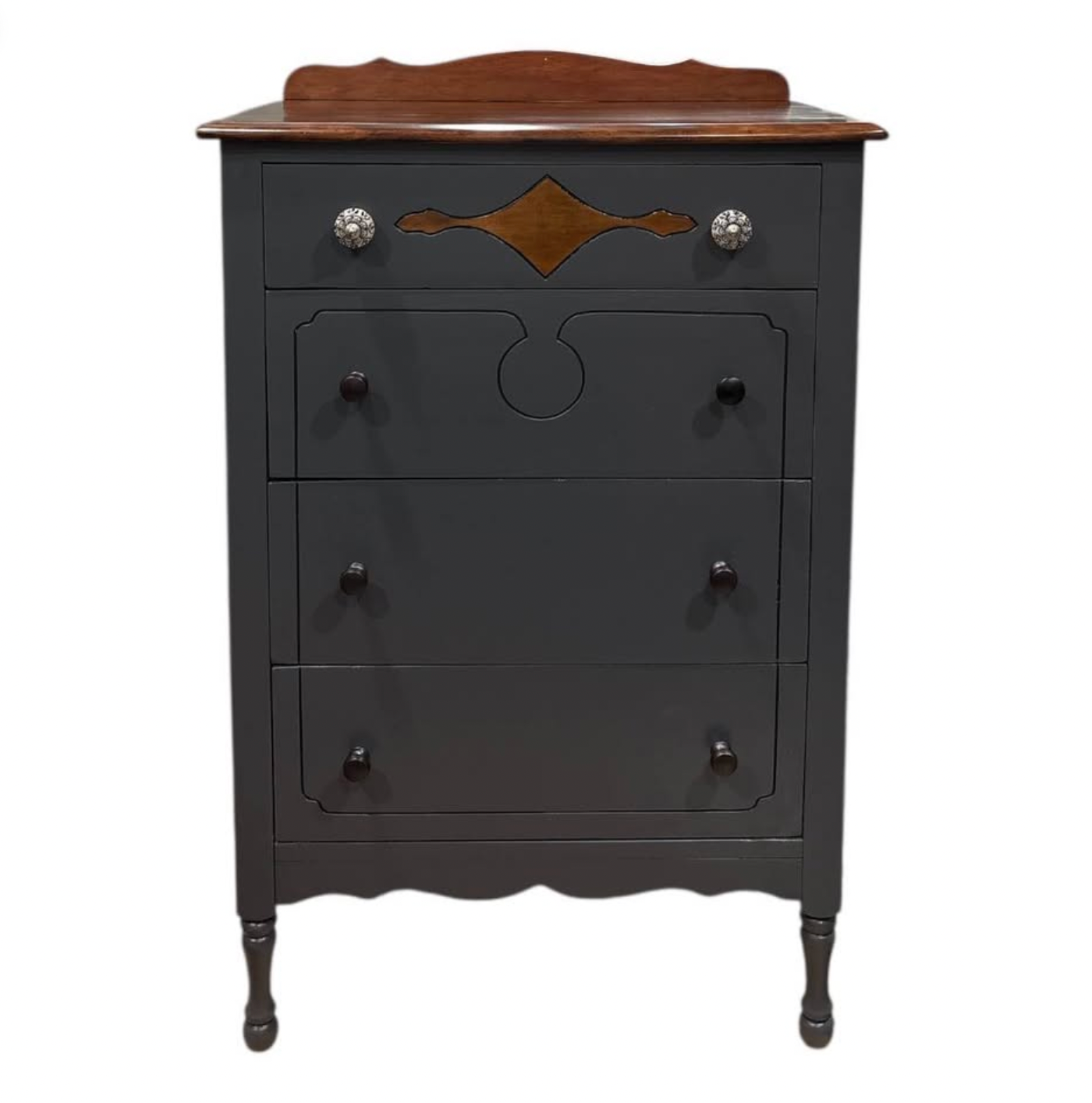 Victorian Deco Revival Dresser – Walnut & Charcoal Elegance