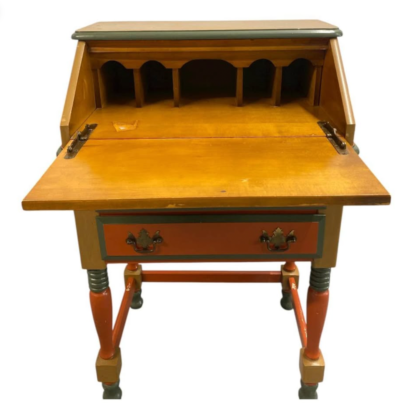 Hand-Painted Drop Front Writing Desk – Folk Art Charm