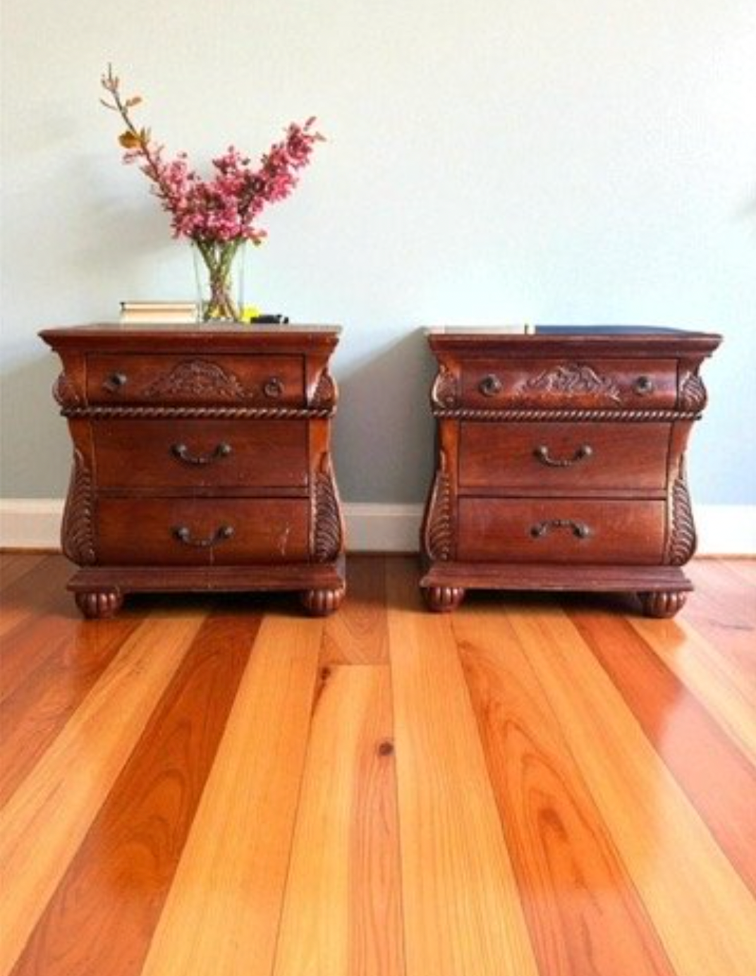 Carved Mahogany Nightstands