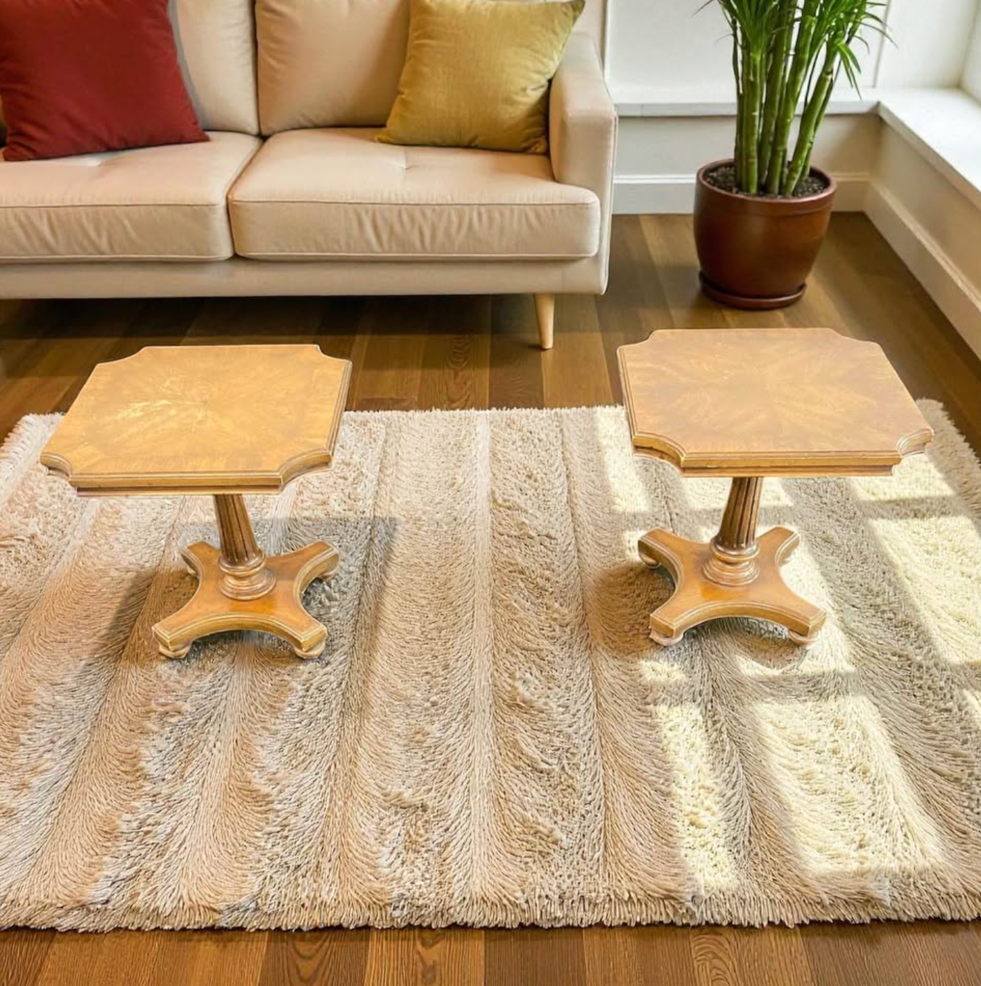 Pair Weiman Pedestal Tables – Midcentury Octagonal Elegance