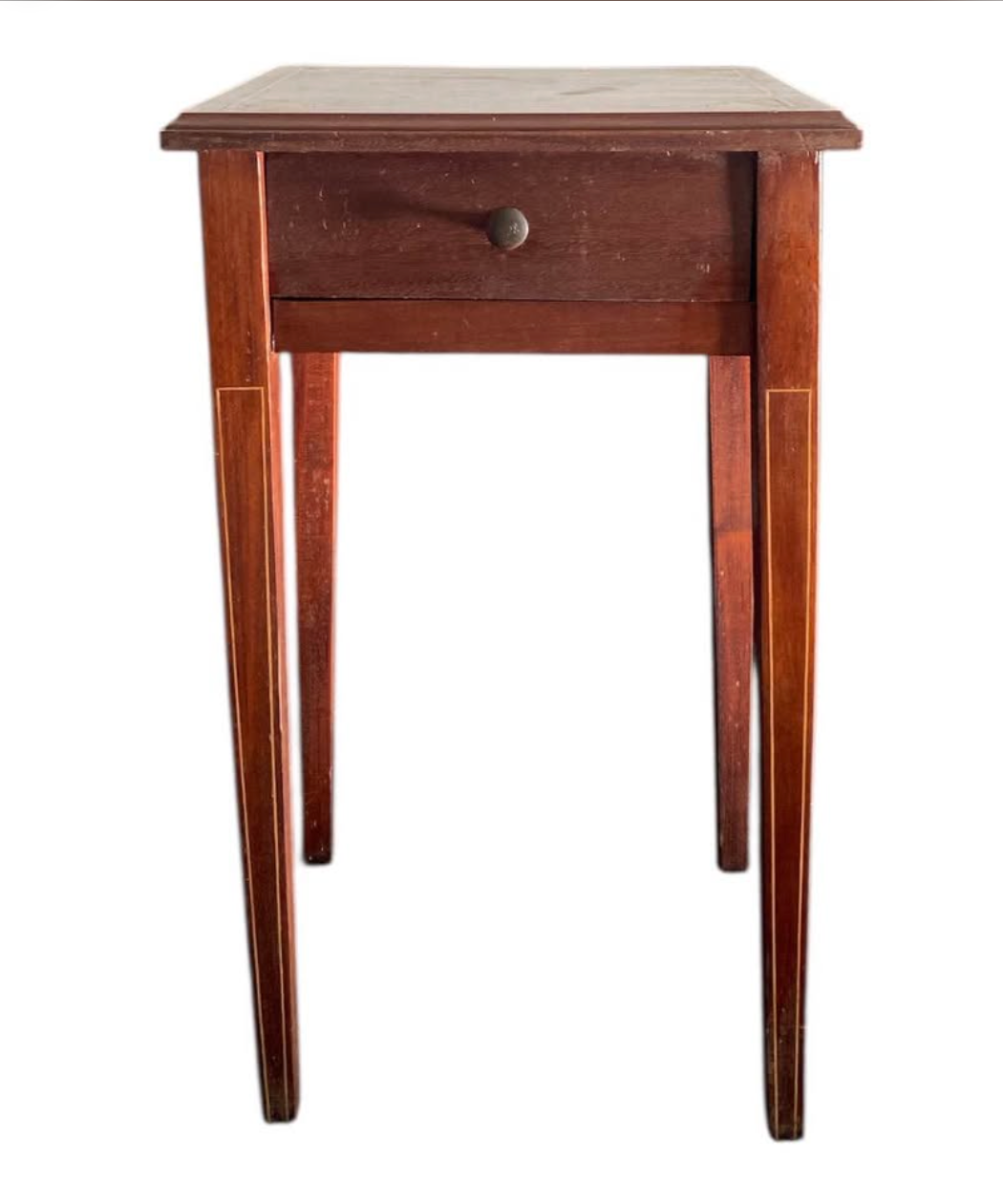 Antique Inlay Side Table – Federal Charm, Single Drawer