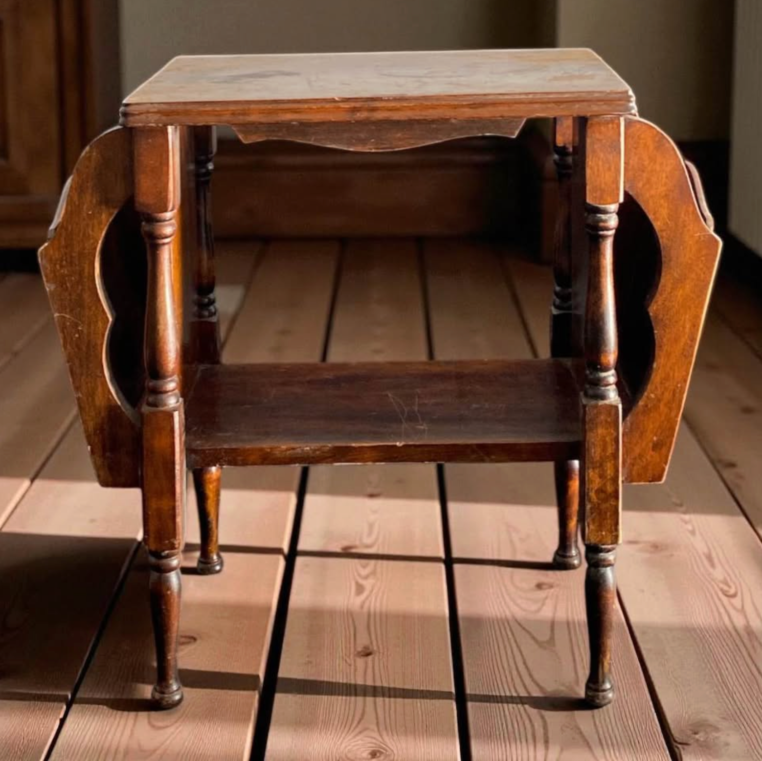 Vintage Magazine Rack Side Table – Two-Tier Charm