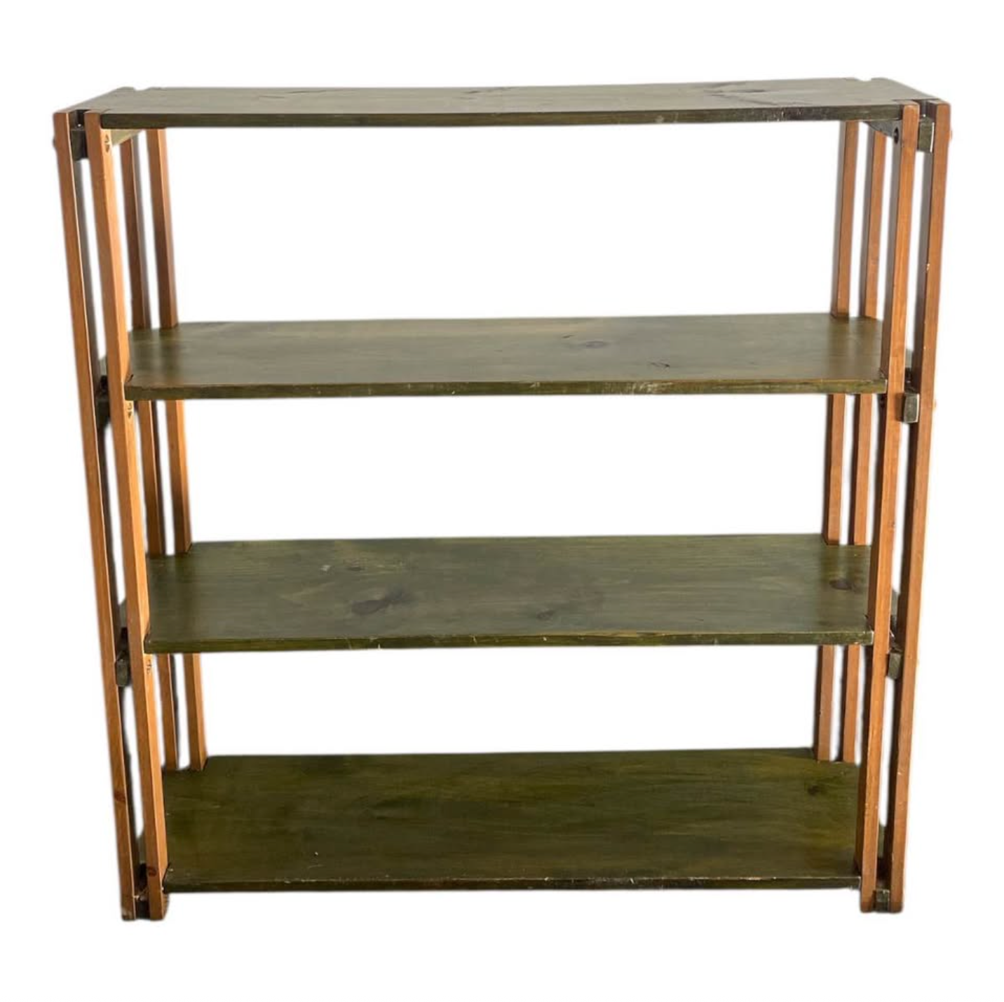 Open Wood Shelf – Green Slat Bookshelf