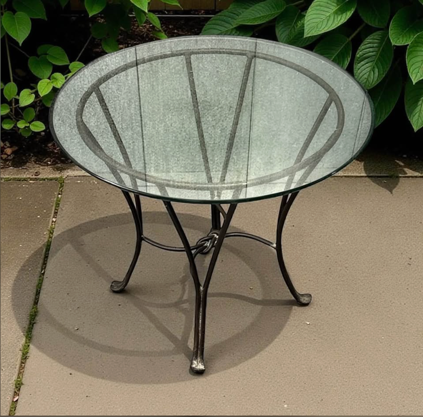 Wrought Iron & Glass Side Table – Indoor/Outdoor Round Accent