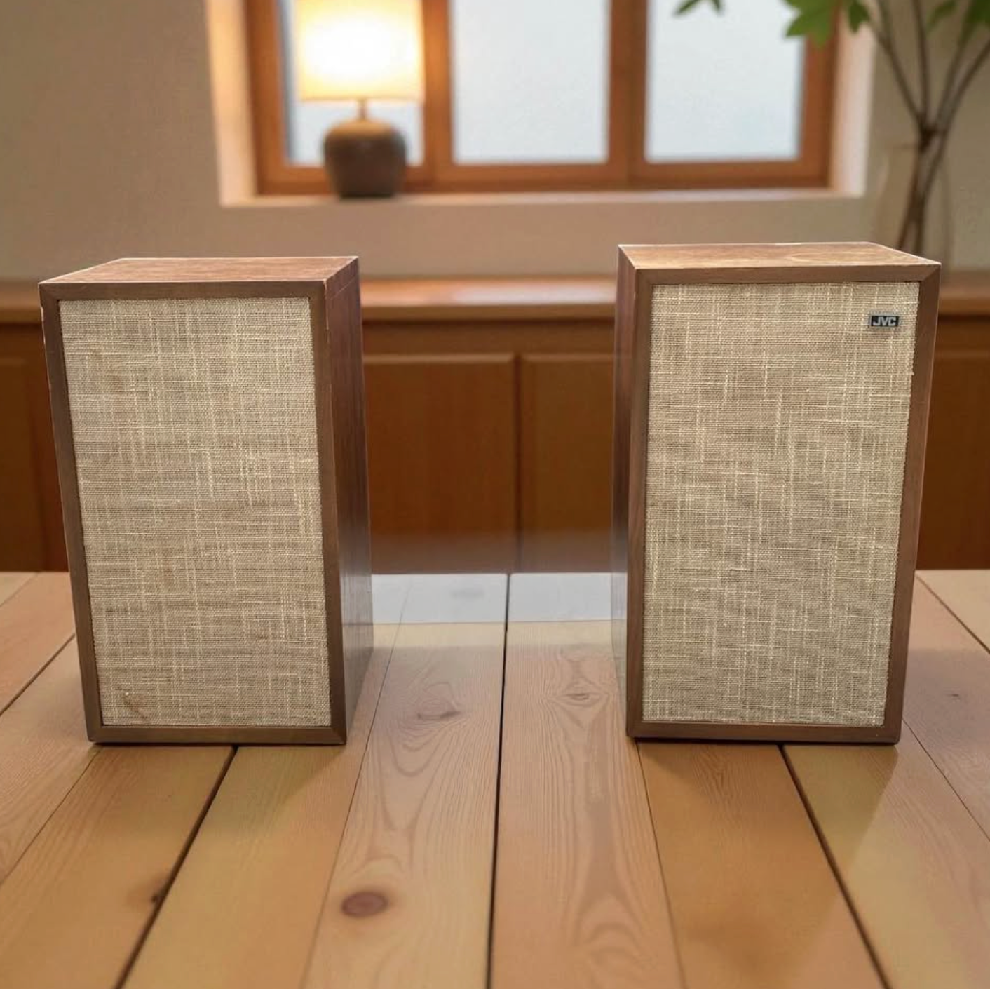 Vintage JVC Wood Cabinet Speakers – 1970s Walnut Boom