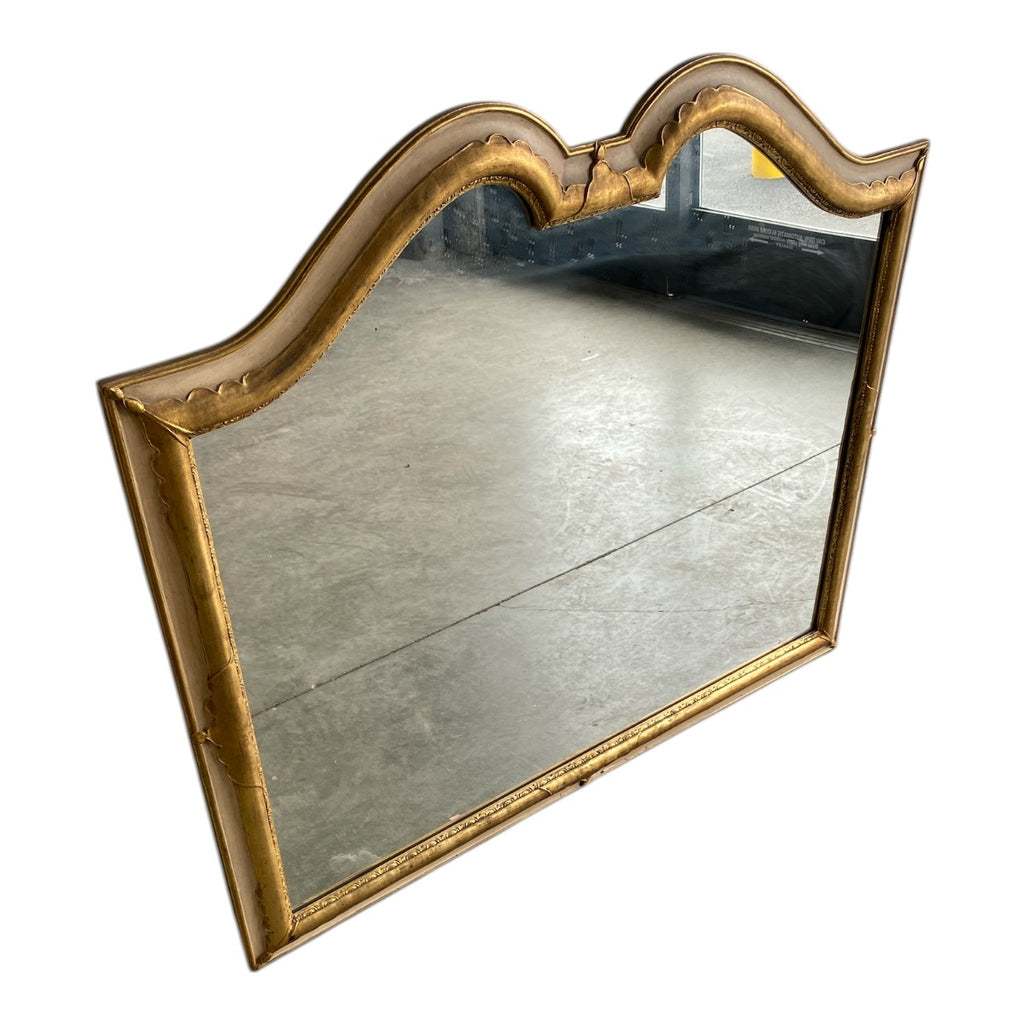 Vintage French Provincial Hollywood Regency Double-Arch Crown Wall Mirror