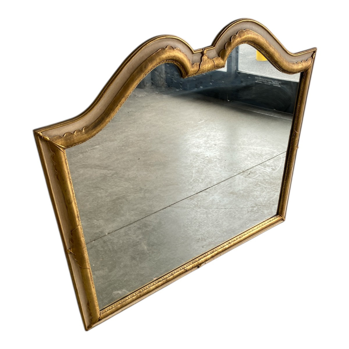 Vintage French Provincial Hollywood Regency Double-Arch Crown Wall Mirror