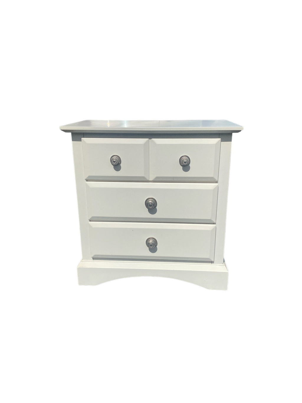 Najarian Furniture White 4-Drawer Dresser — Solid Build, Brushed Nickel Hardware, Clean & Ready