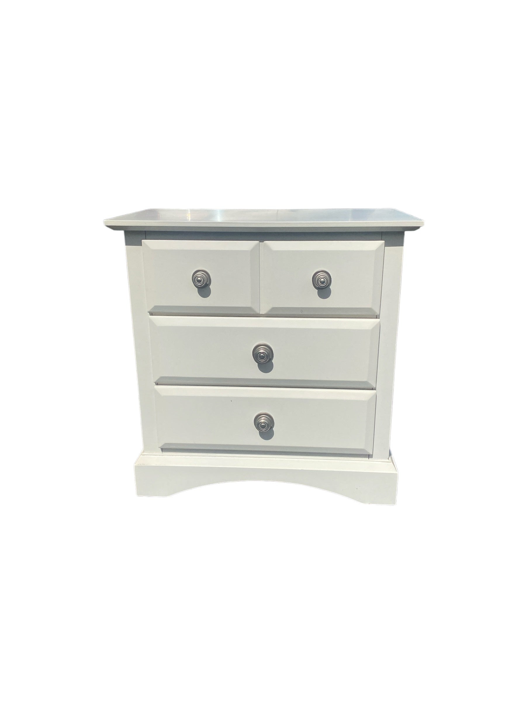Najarian Furniture White 4-Drawer Dresser — Solid Build, Brushed Nickel Hardware, Clean & Ready