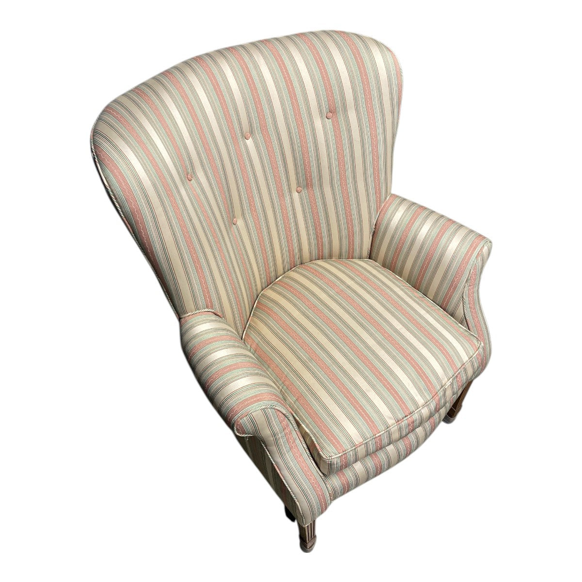 Vintage Striped Wingback Armchair
