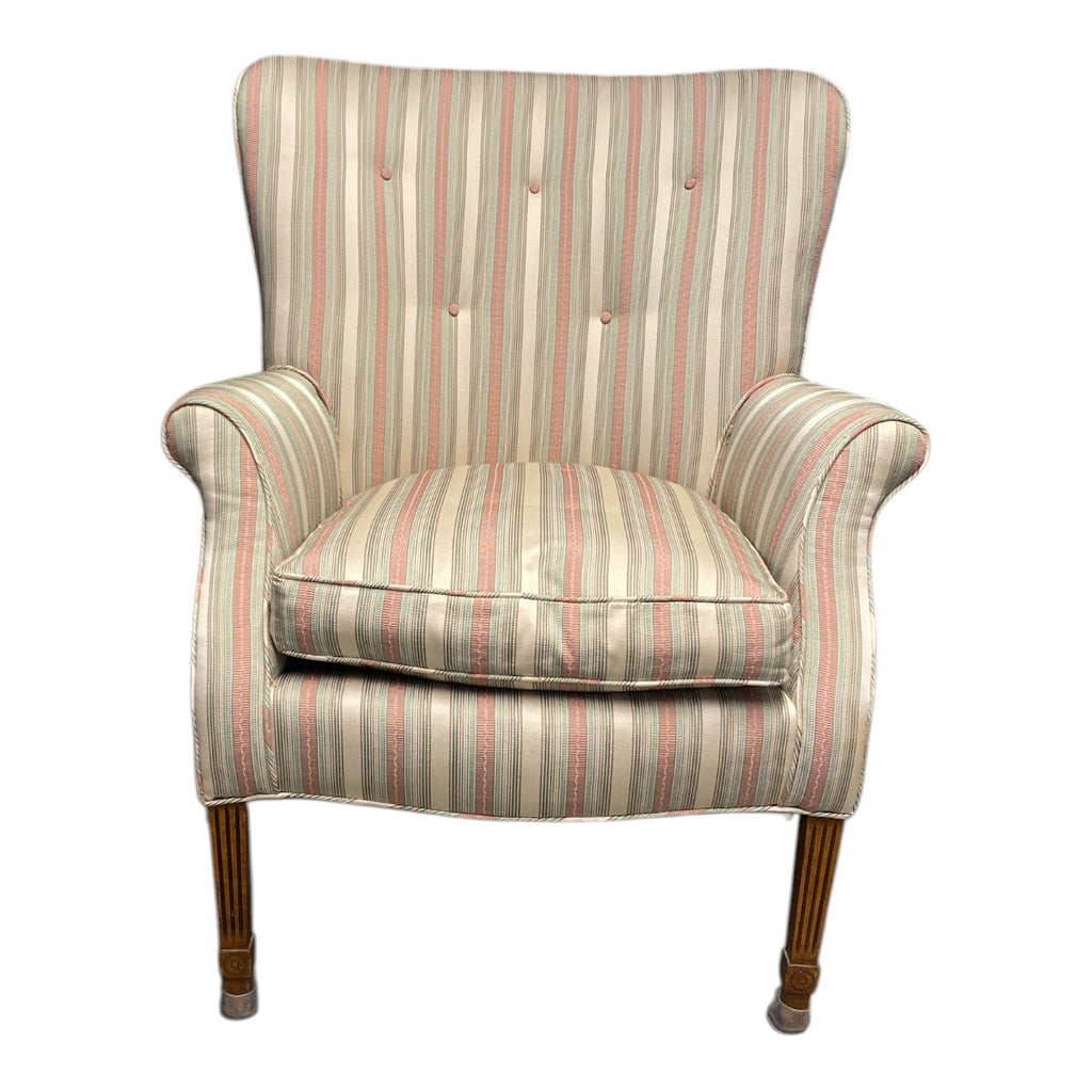 Vintage Striped Wingback Armchair