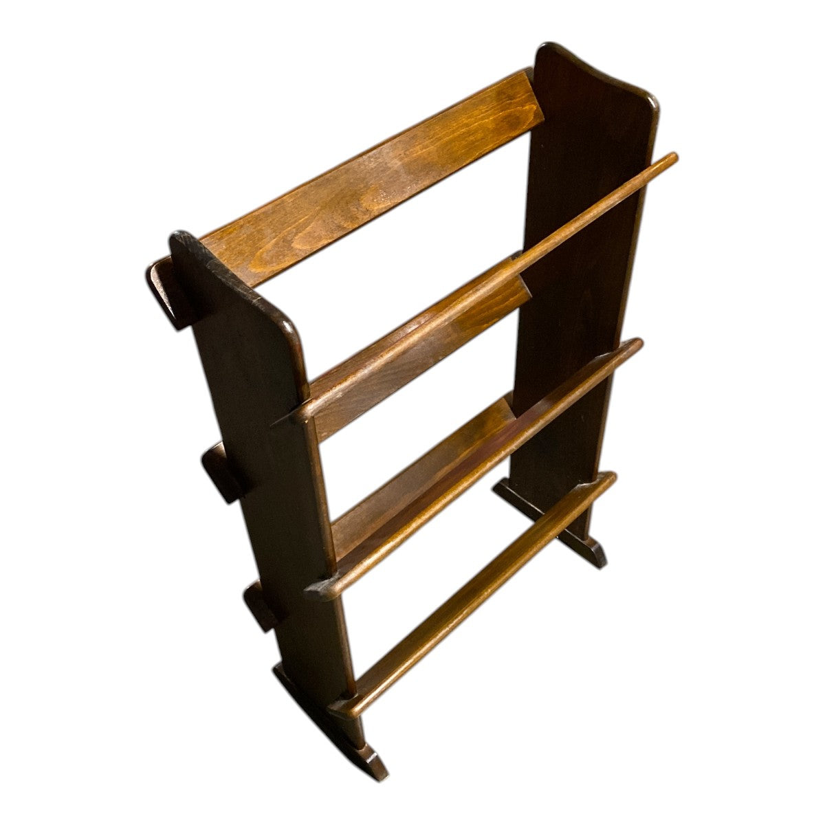 Vintage 3-Tier Solid Wood Blanket / Quilt Rack — Walnut & Maple Two-Tone