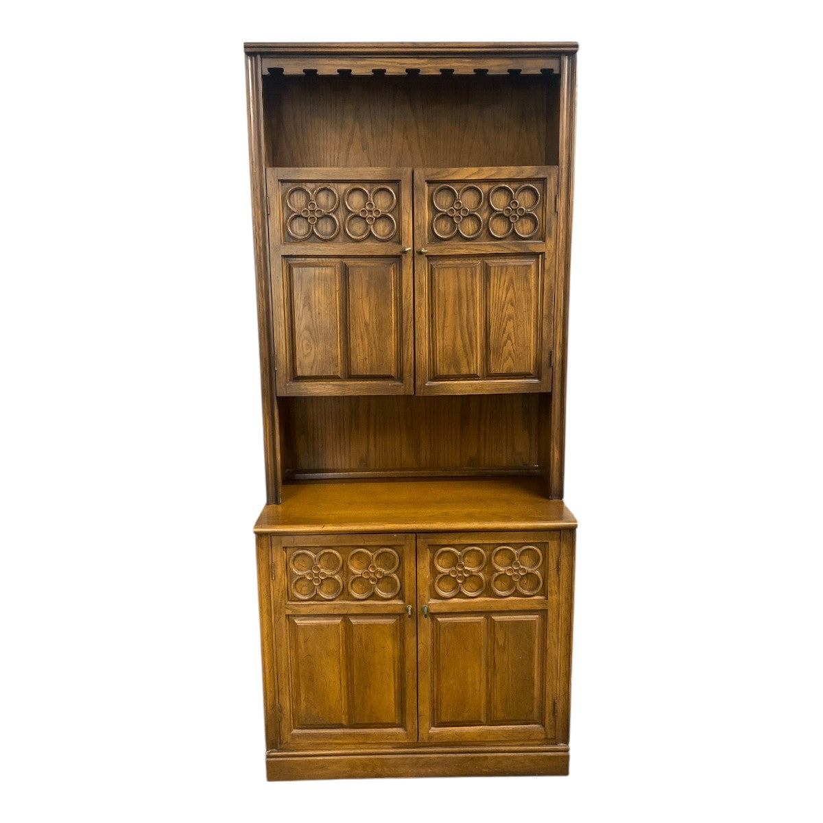 Conant Ball Carved Maple Hutch/Bookcase – Two-Tier Storage