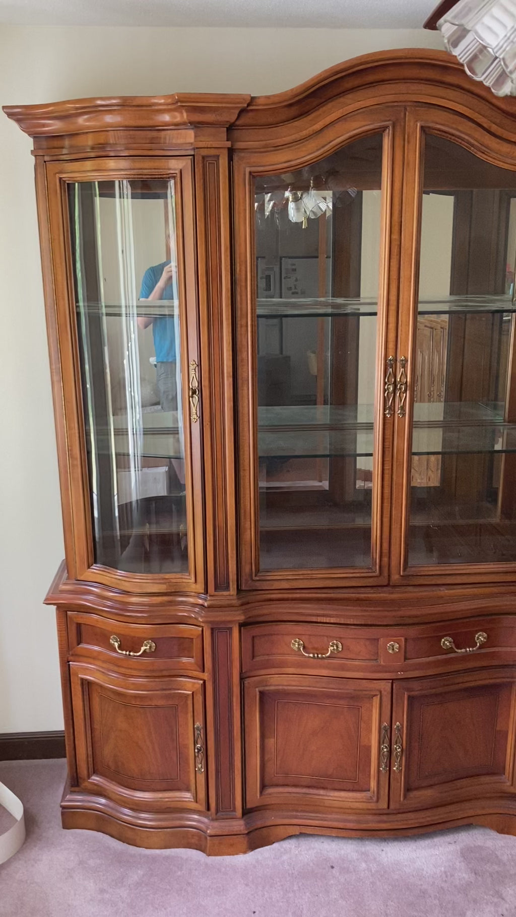 Unique of Winston-Salem Solid Wood Lighted China Hutch