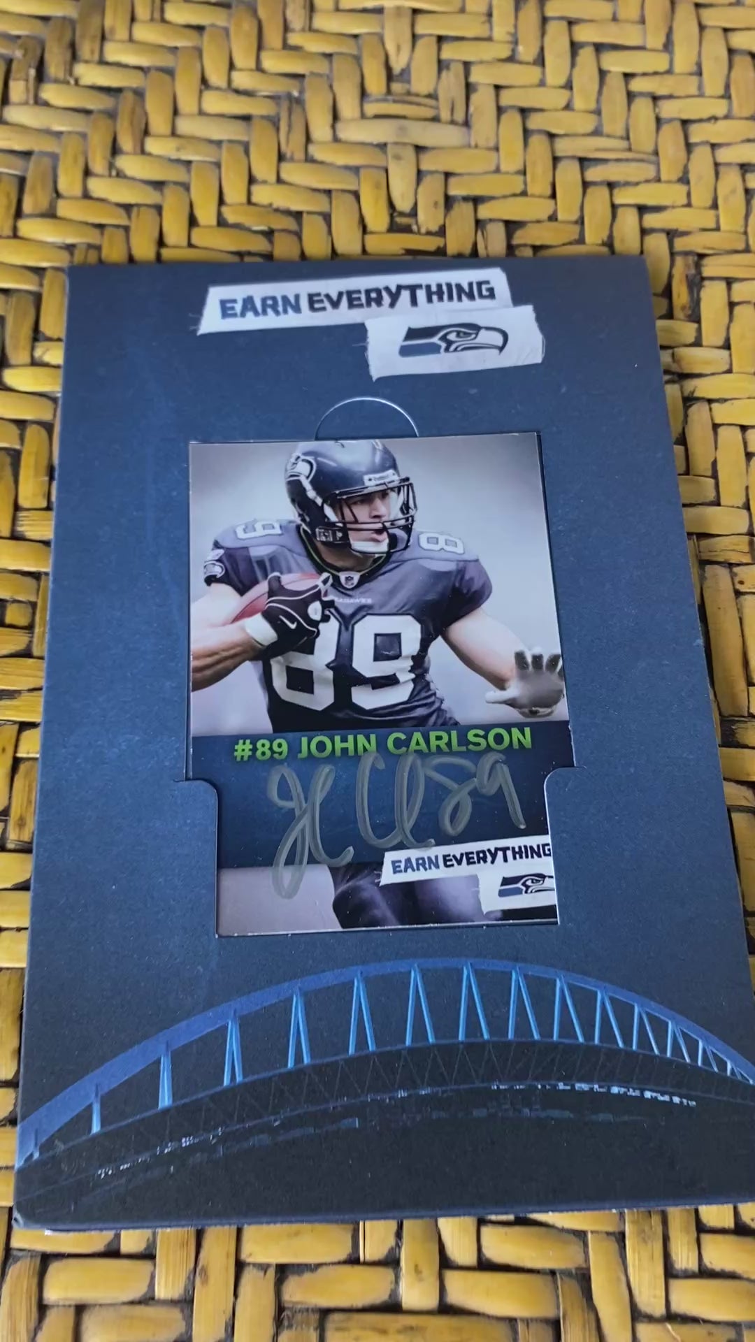 Seattle Seahawks John Carlson #89 Signed Photo Card - Earn Everything Series