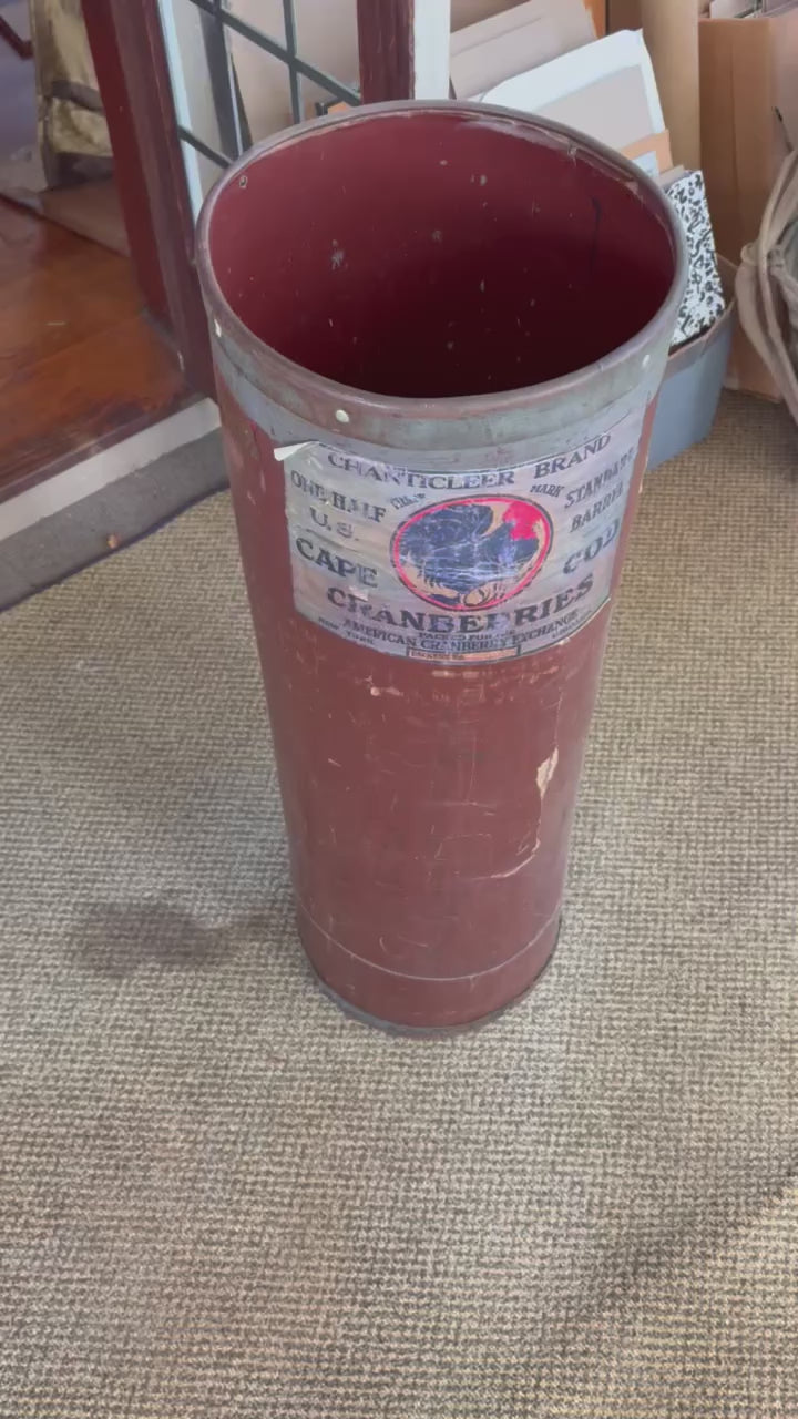 Antique Chanticleer Brand Cape Cod Cranberry Half-Barrel Shipping Container