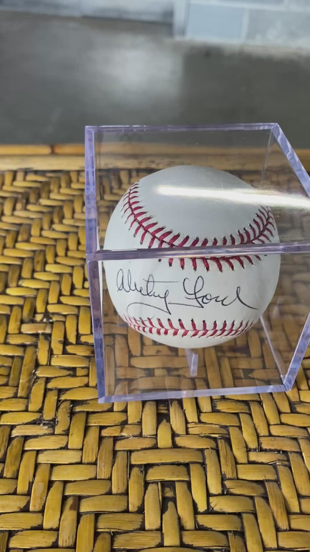 Whitey Ford Signed Rawlings Baseball in Display Cube - Yankees Hall of Famer