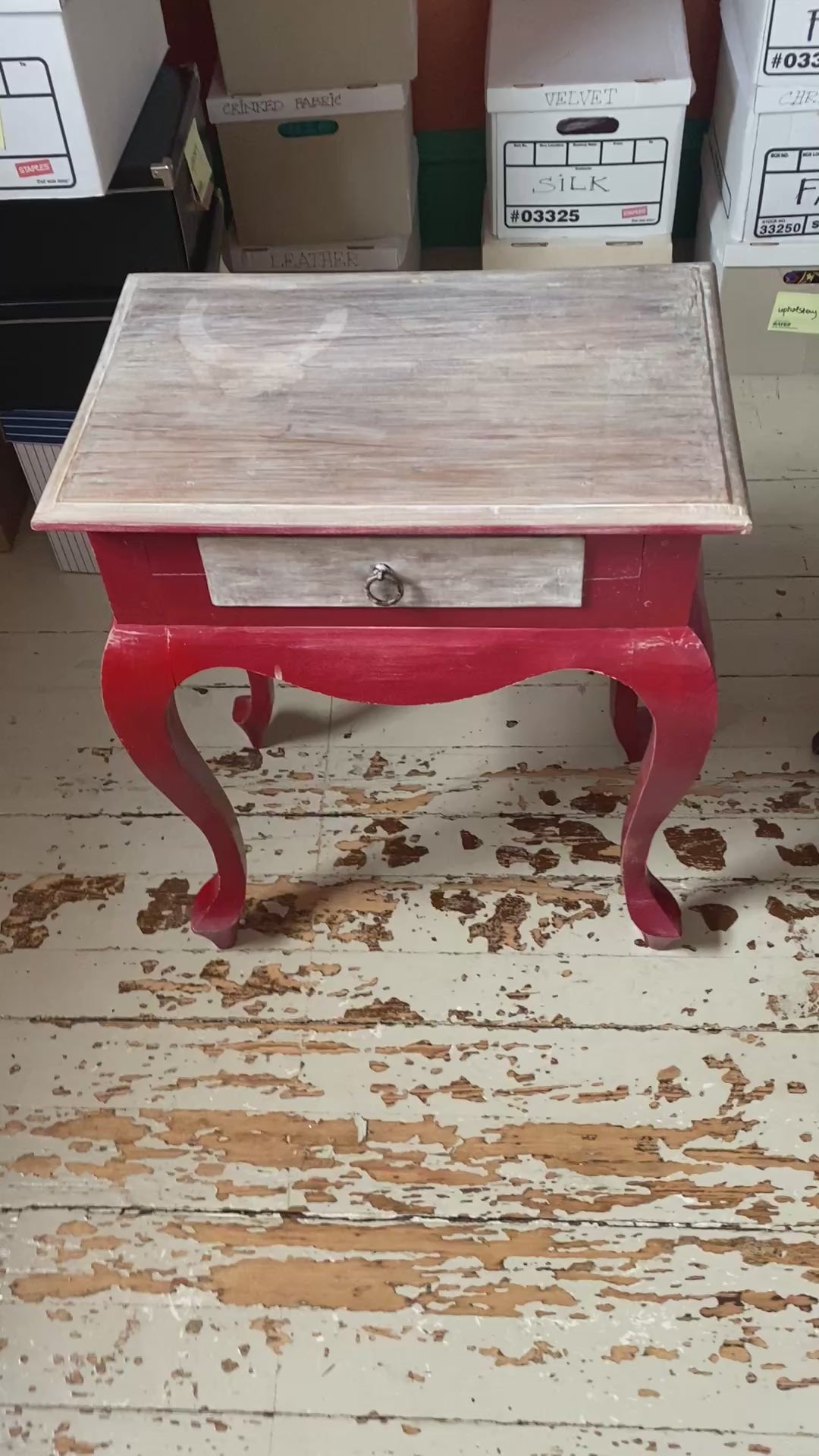 French Provincial Style Side Table with Cabriole Legs, Chalk Painted Two-Tone