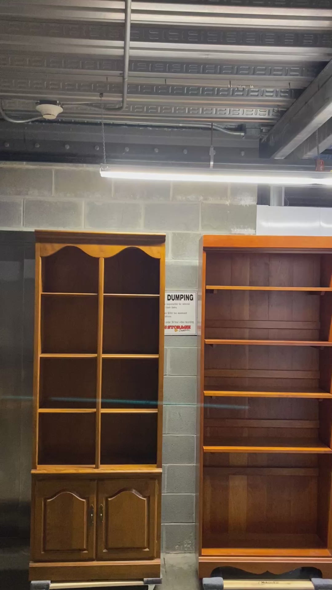 Pair of Colonial Revival Cherry-Finish Bookcases — Cabinet & Open Shelf Styles