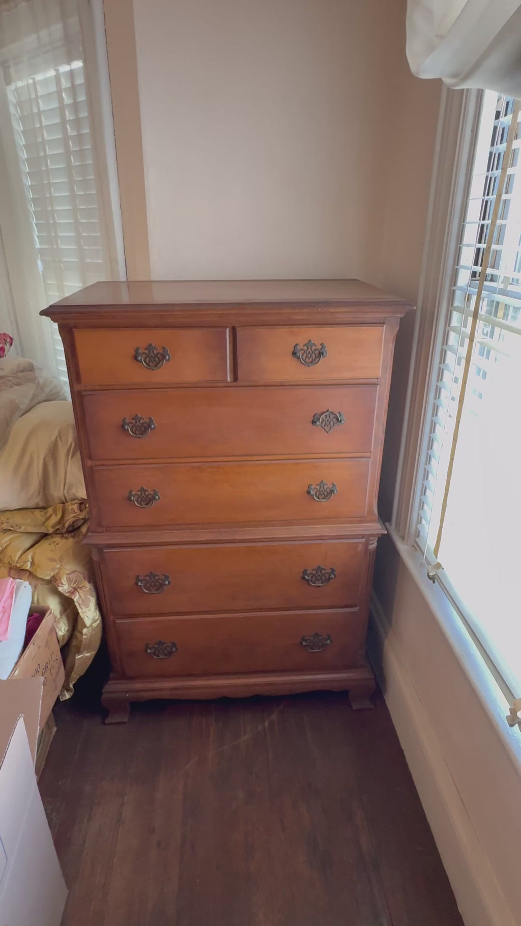 Mid-Century Chippendale-Style Cherry Chest-on-Chest Highboy Dresser