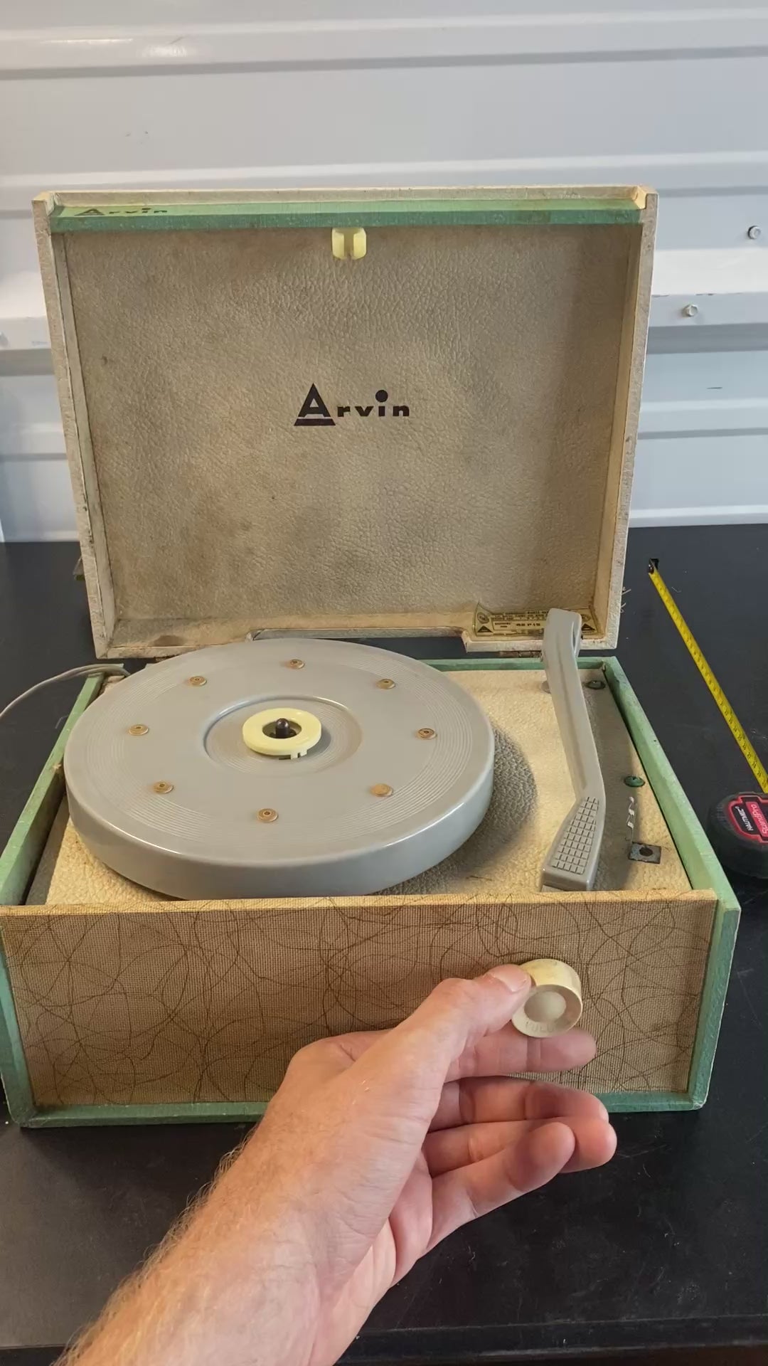 Arvin Portable Record Player Mid-Century Atomic Design Turntable