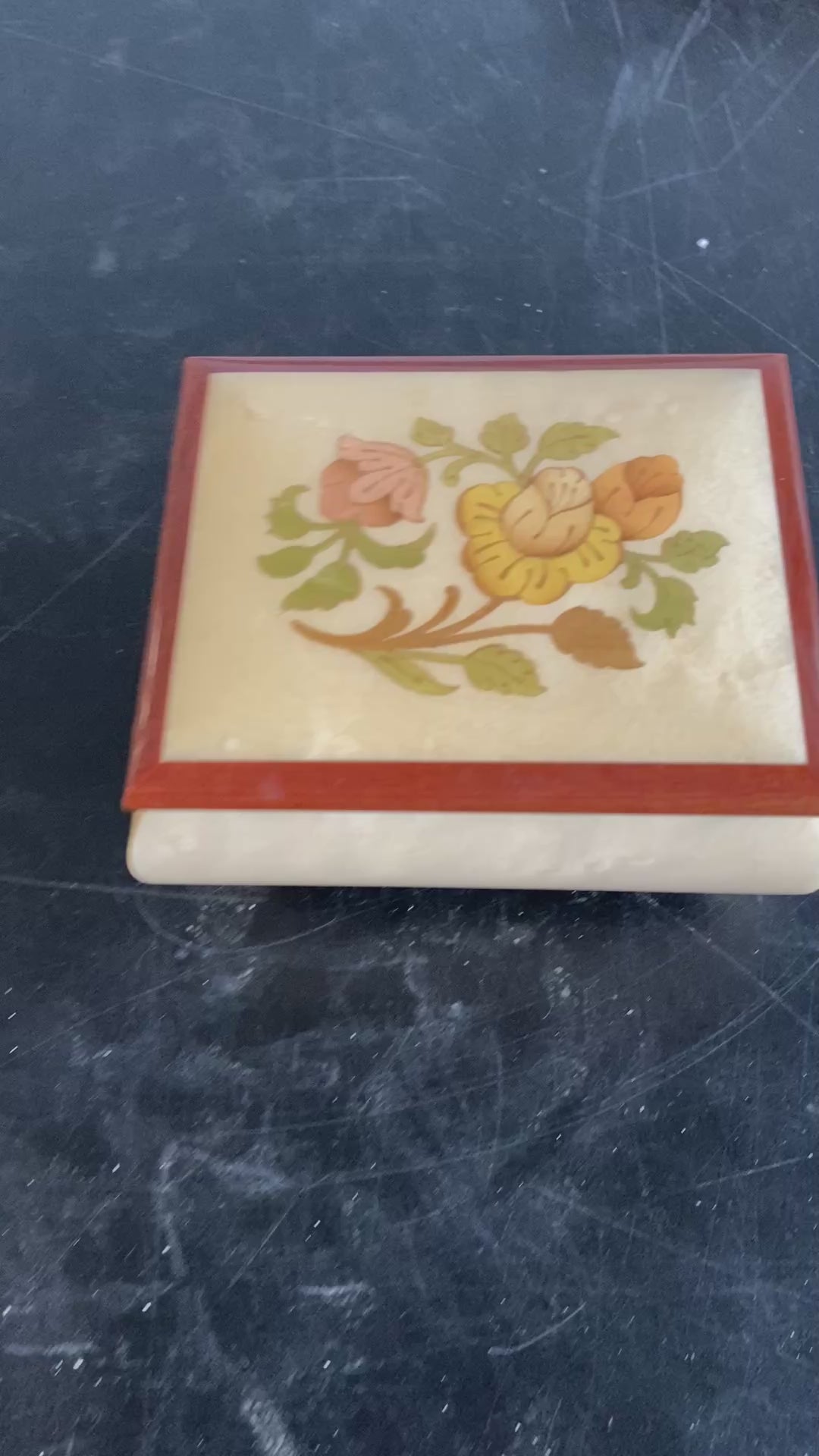 Italian Sorrento Marquetry Music Box — Floral Inlay, Plays 'Torna A Surriento'
