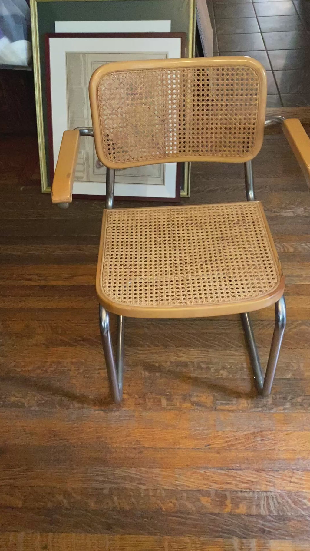 Italian Cesca-Style Cantilever Armchair, Chrome & Cane, Made in Italy