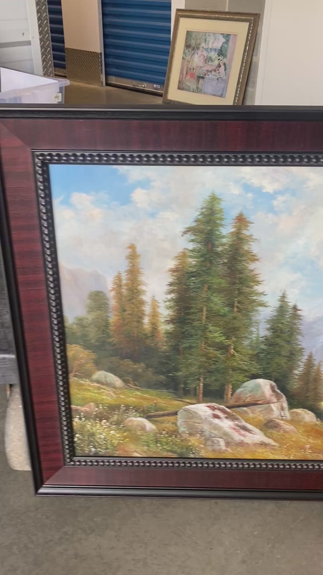 Signed Oil on Canvas Mountain Landscape in Mahogany-Tone Frame, 44x31"