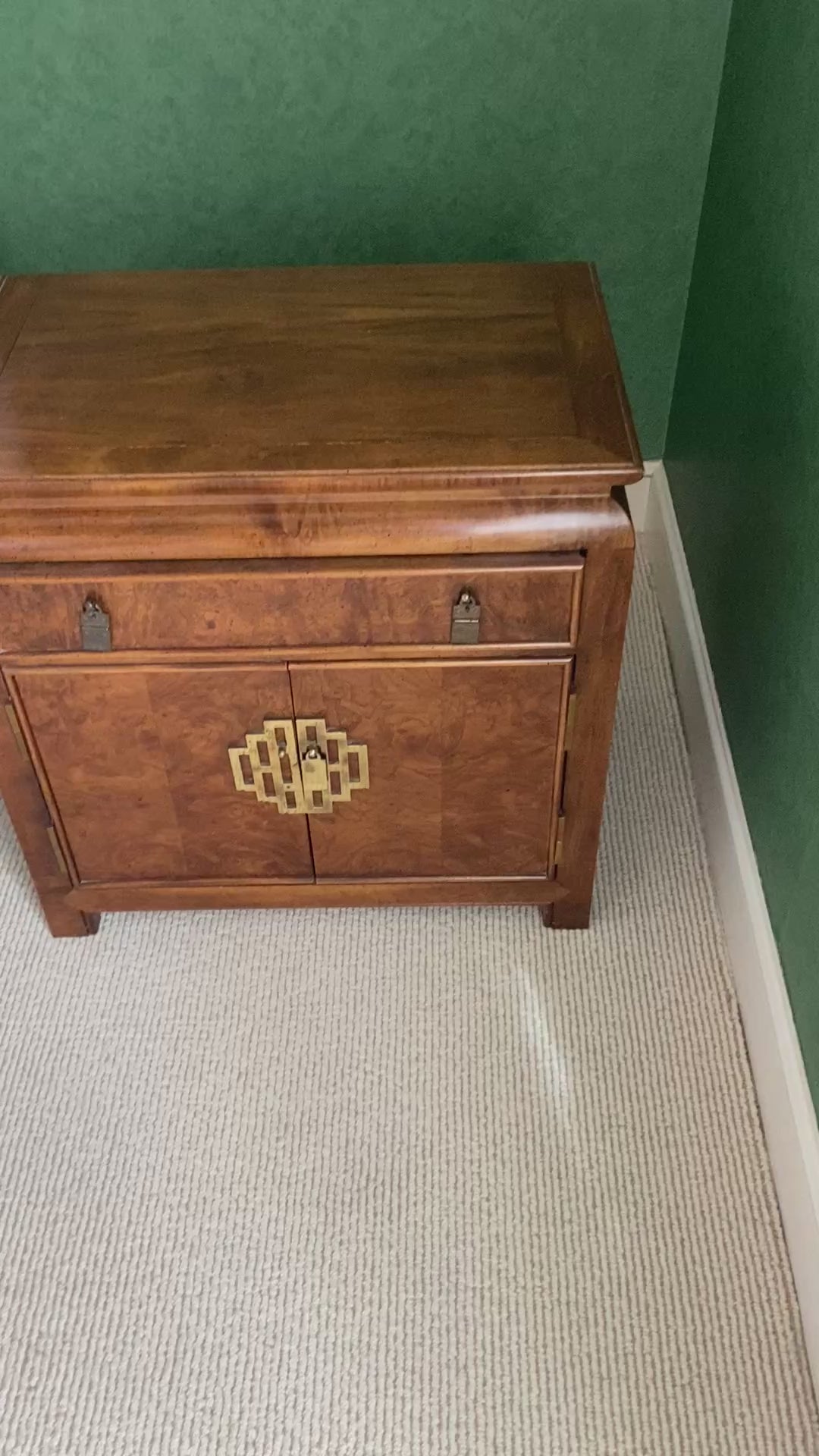 Century Furniture Chin Hua Burl Wood Nightstand with Brass Greek Key Hardware (2 of 2)